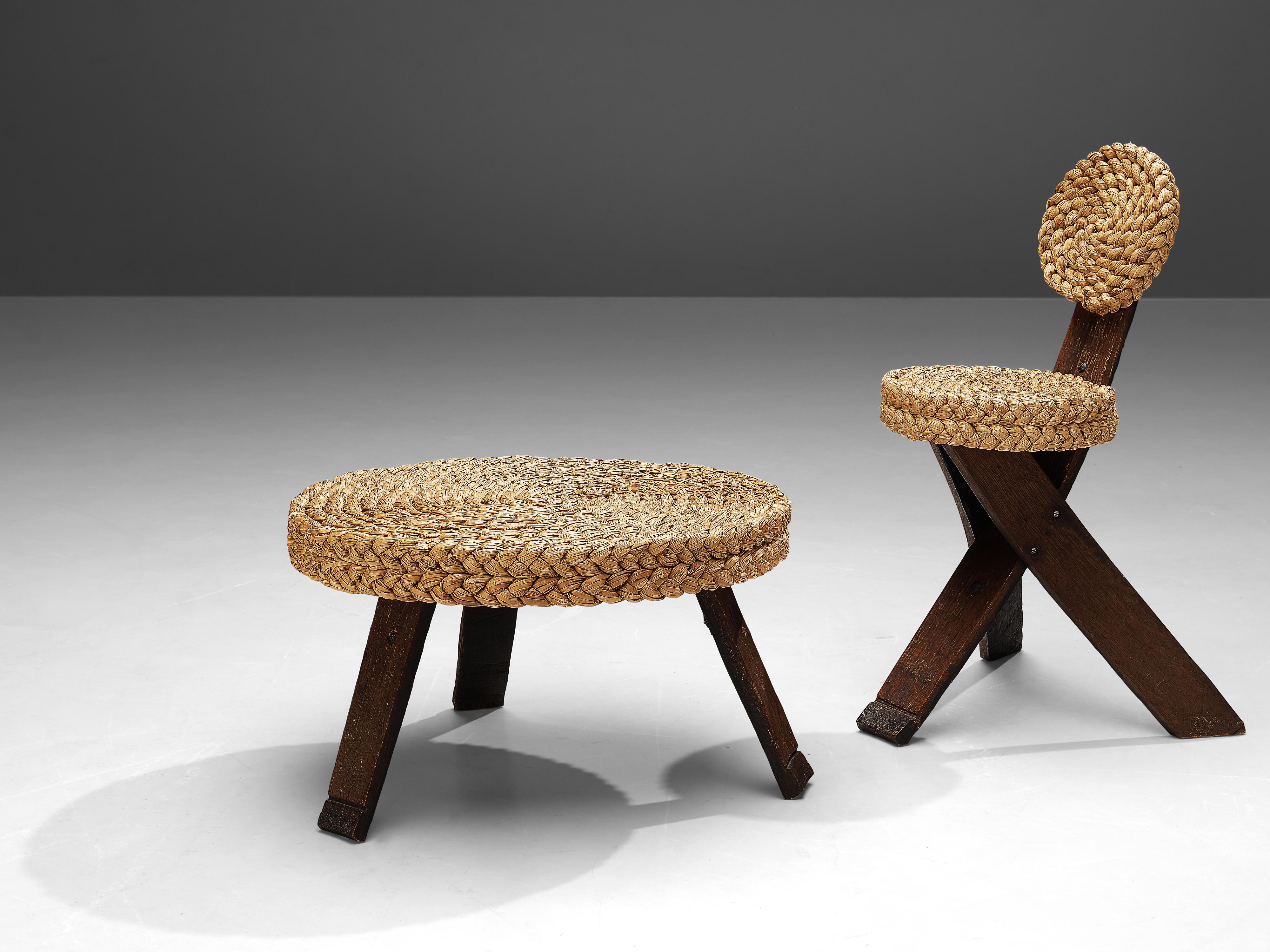 Adrien Audoux and Frida Minet Side Chair in Oak with Braided Straw 3