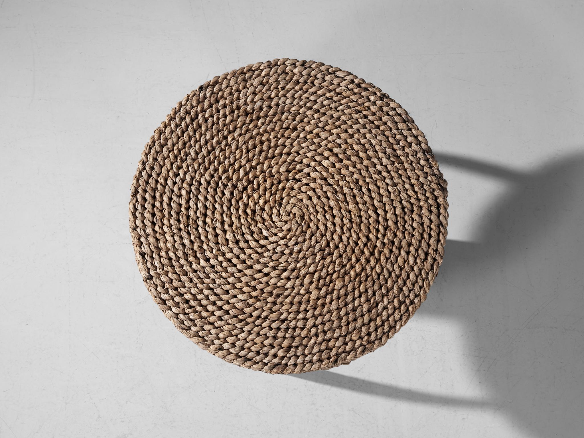 Mid-Century Modern Adrien Audoux and Frida Minet Table in Oak and Straw  For Sale