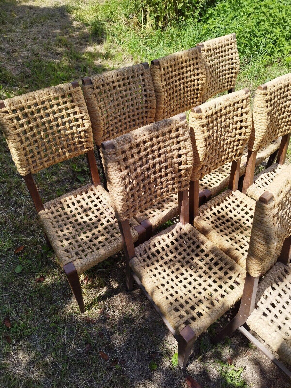 Adrien Audoux & Frida Minet, rare set of 10 Chairs, France, circa 1950 In Good Condition In Saint-Ouen, FR