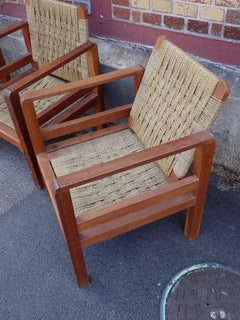 Adrien Audoux & Frida Minet, 3 armchairs , France, circa 1950