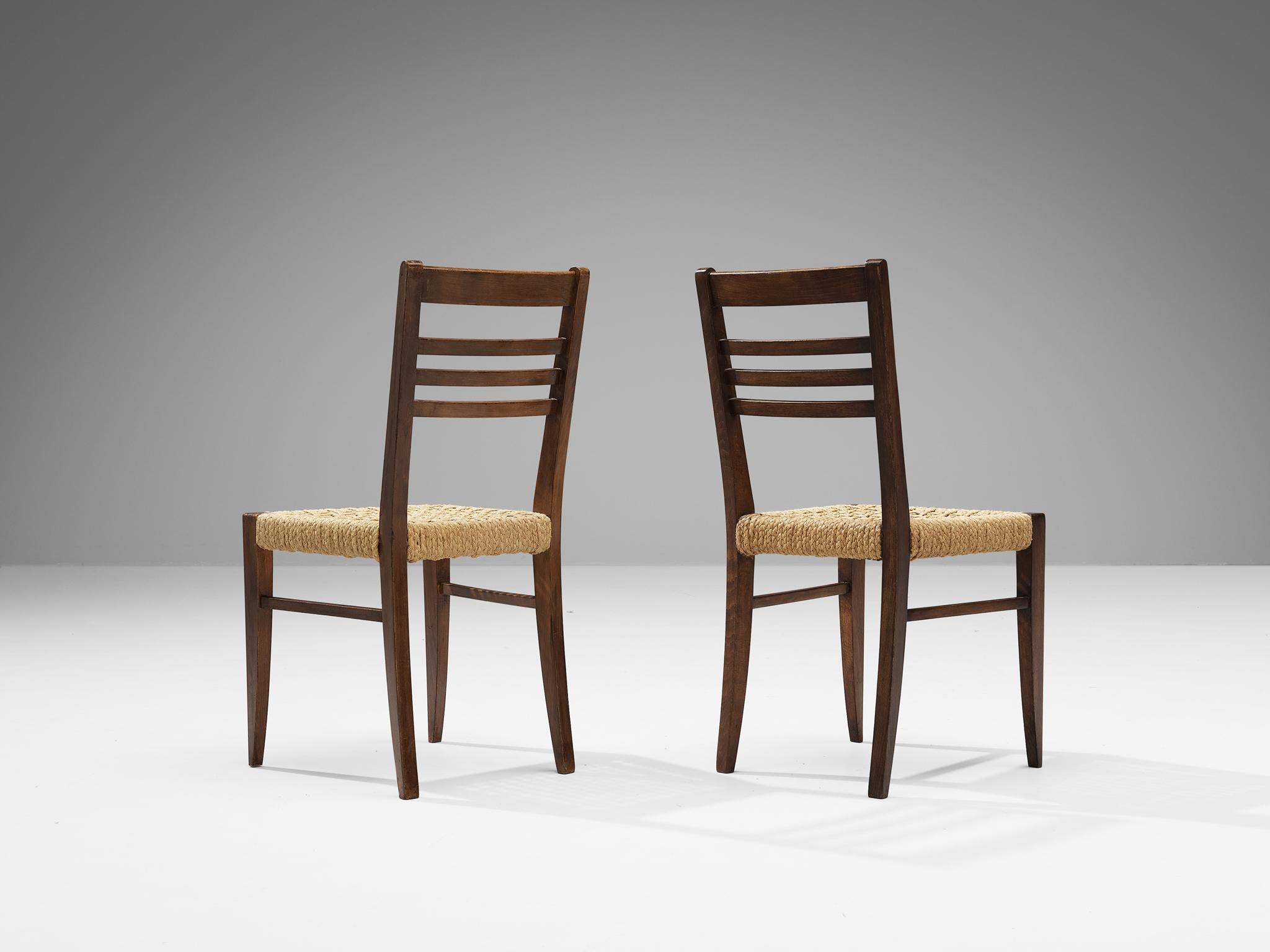 Adrien Audoux & Frida Minet for Vibo Set of Six Dining Chairs in Braided Hemp In Good Condition In Waalwijk, NL