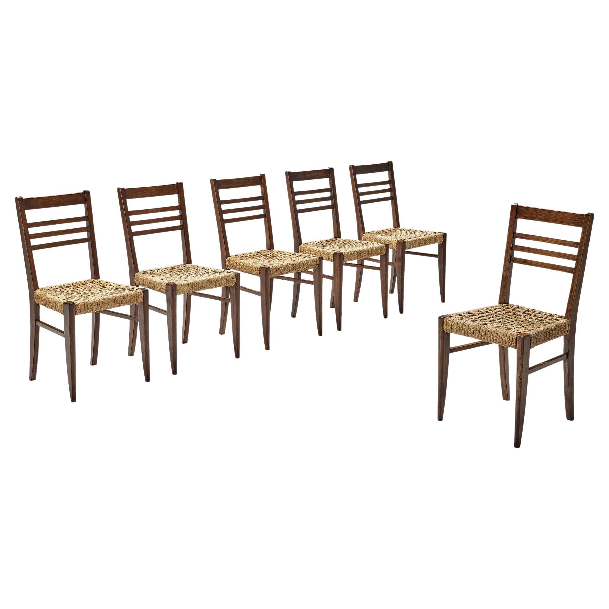 Adrien Audoux & Frida Minet for Vibo Set of Six Dining Chairs in Braided Hemp