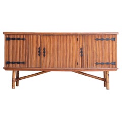 Adrien Audoux & Frida Minet French Bamboo Sideboard, C. 1960s