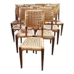 Adrien Audoux 
Frida Minet, rare set of 10 Chairs, France, circa 1950