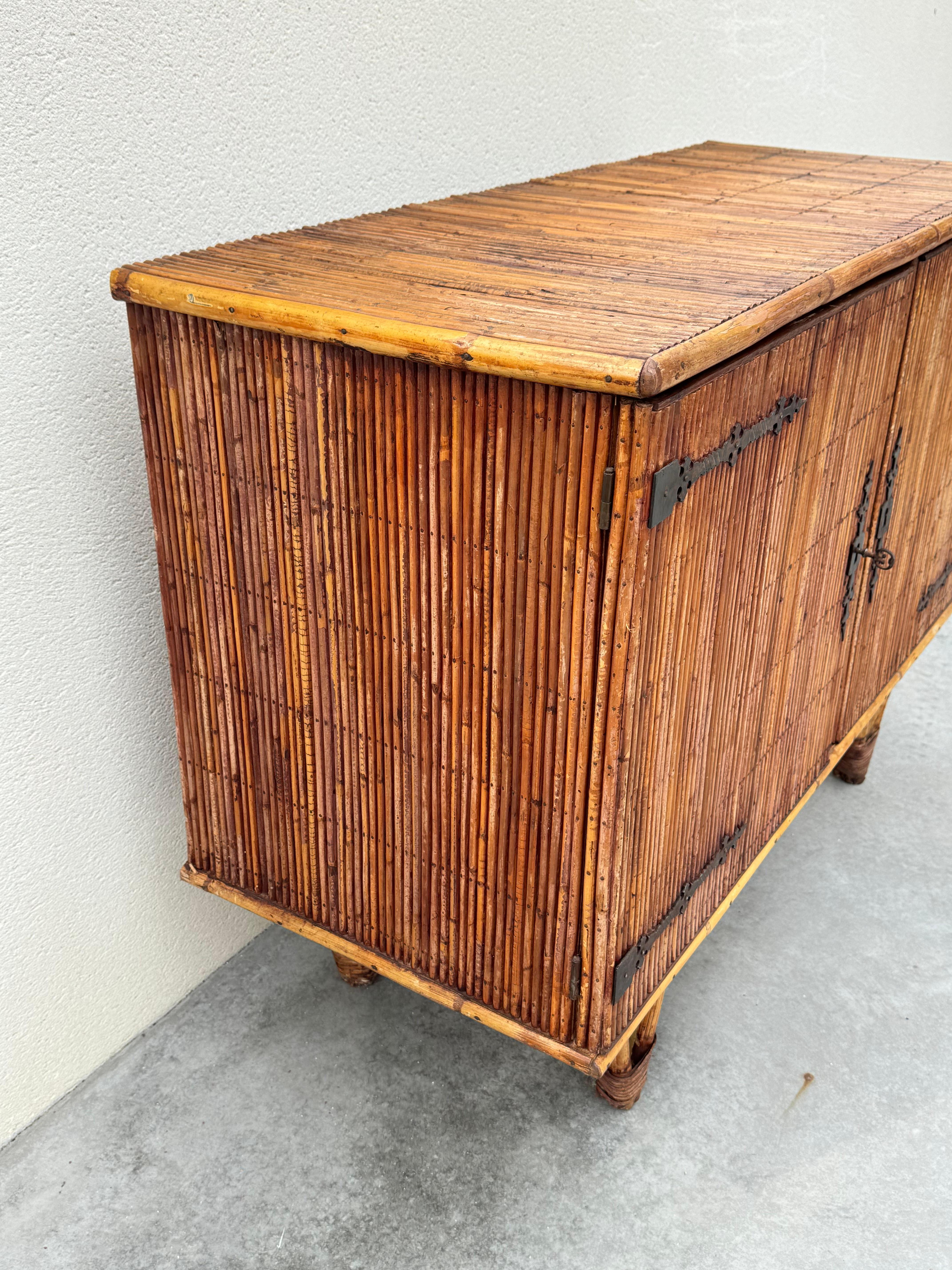Adrien Audoux & Frida Minet, rattan and bamboo sideboard, France circa 1960s For Sale 10