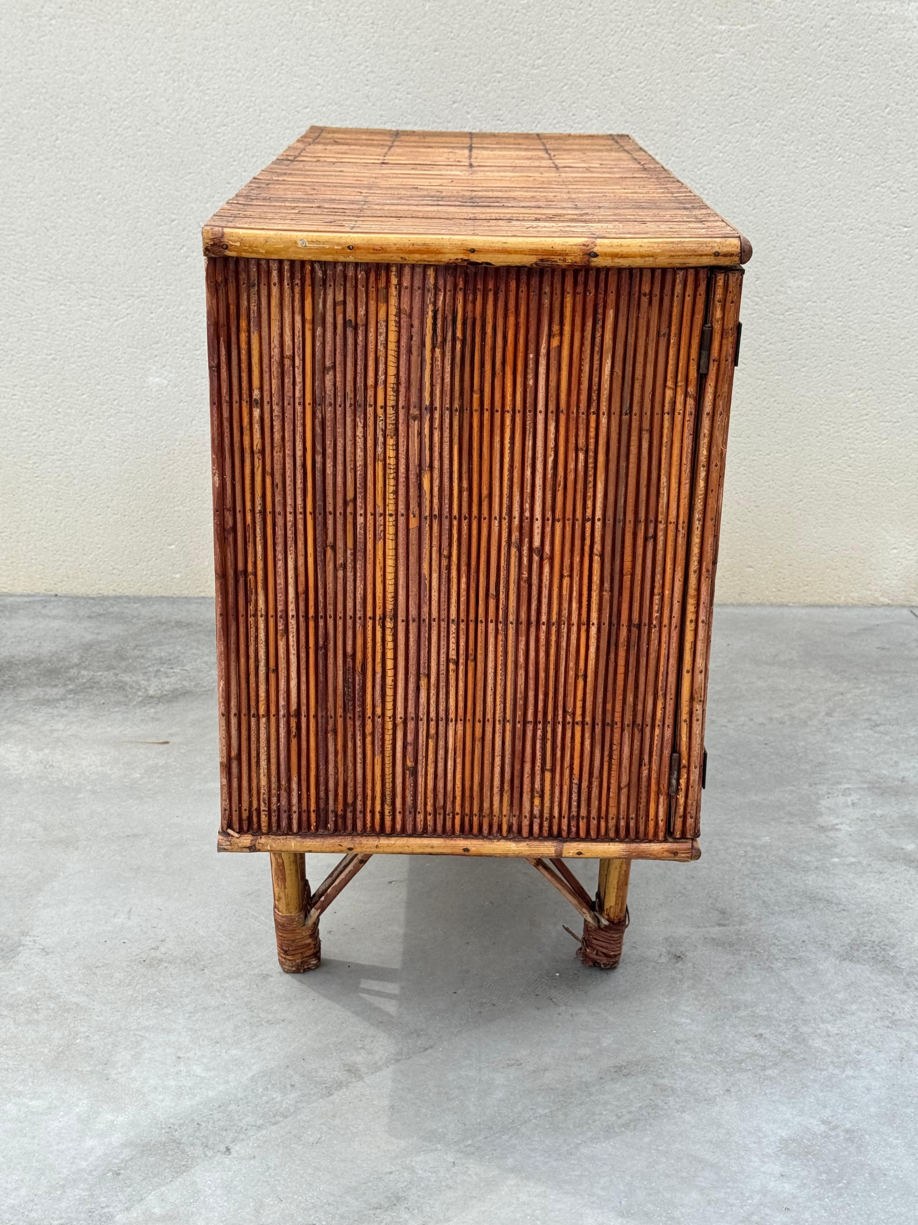 Adrien Audoux & Frida Minet, rattan and bamboo sideboard, France circa 1960s For Sale 11