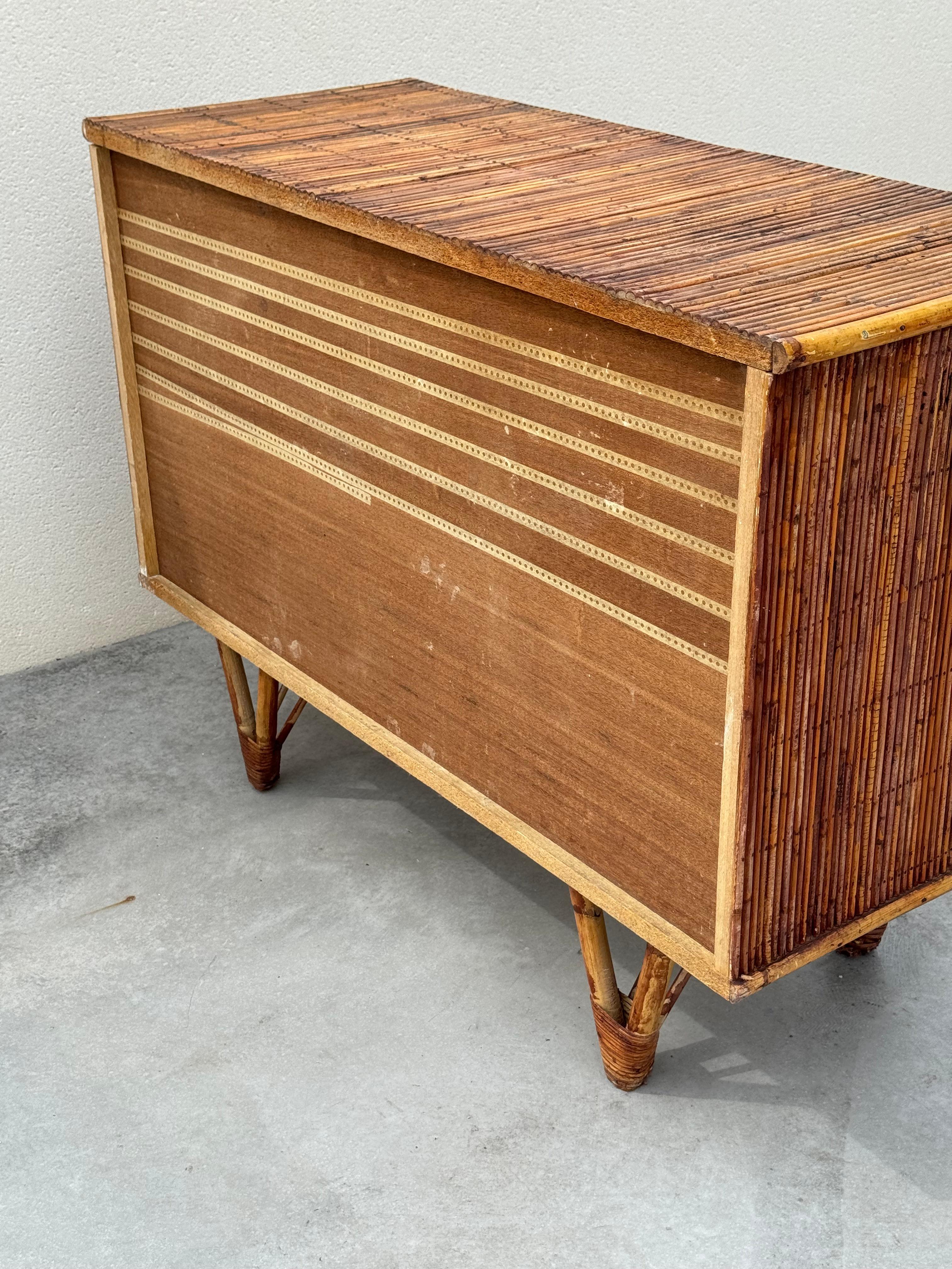 Adrien Audoux & Frida Minet, rattan and bamboo sideboard, France circa 1960s For Sale 12