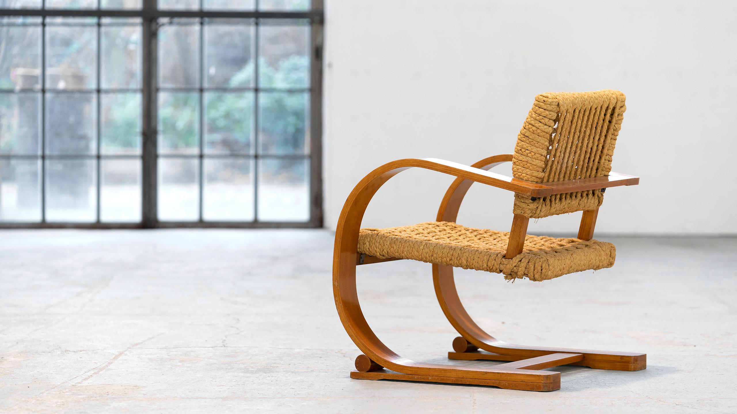 Adrien Audoux & Frida Minet Rope Easy Chair for Vibo, ca. 1940, Paris, France 4