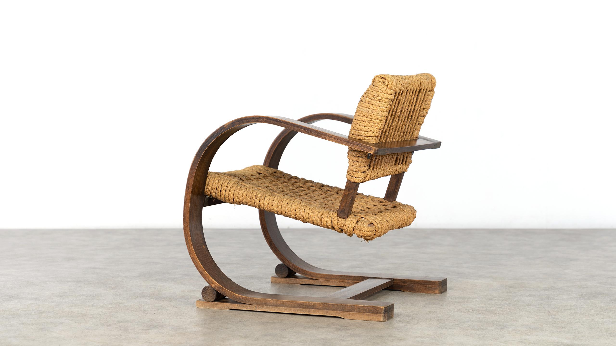 Adrien Audoux & Frida Minet Rope Easy Chair for Vibo, ca. 1940, Paris, France 4