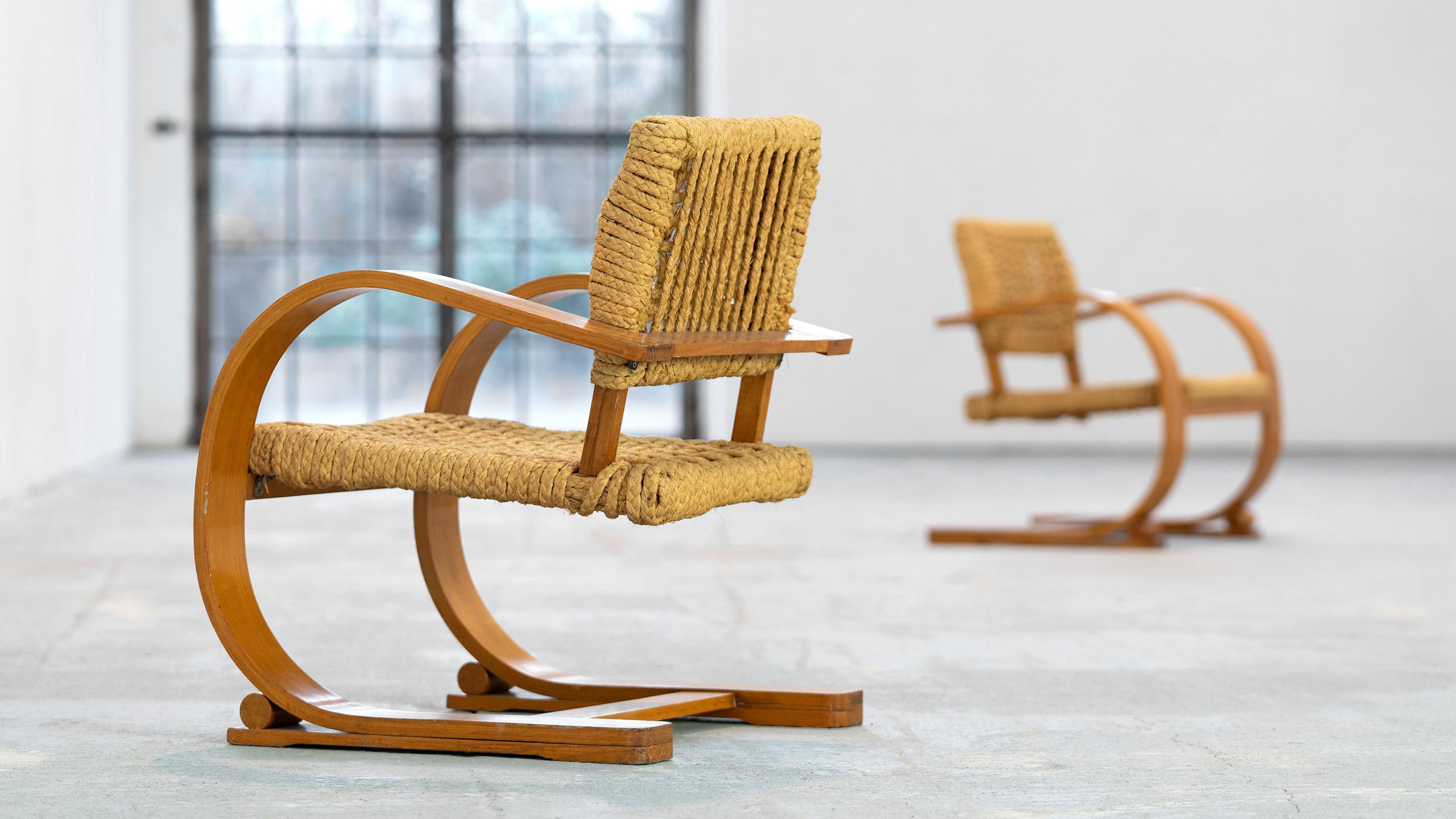 Adrien Audoux & Frida Minet Rope Easy Chair for Vibo, ca. 1940, Paris, France 12