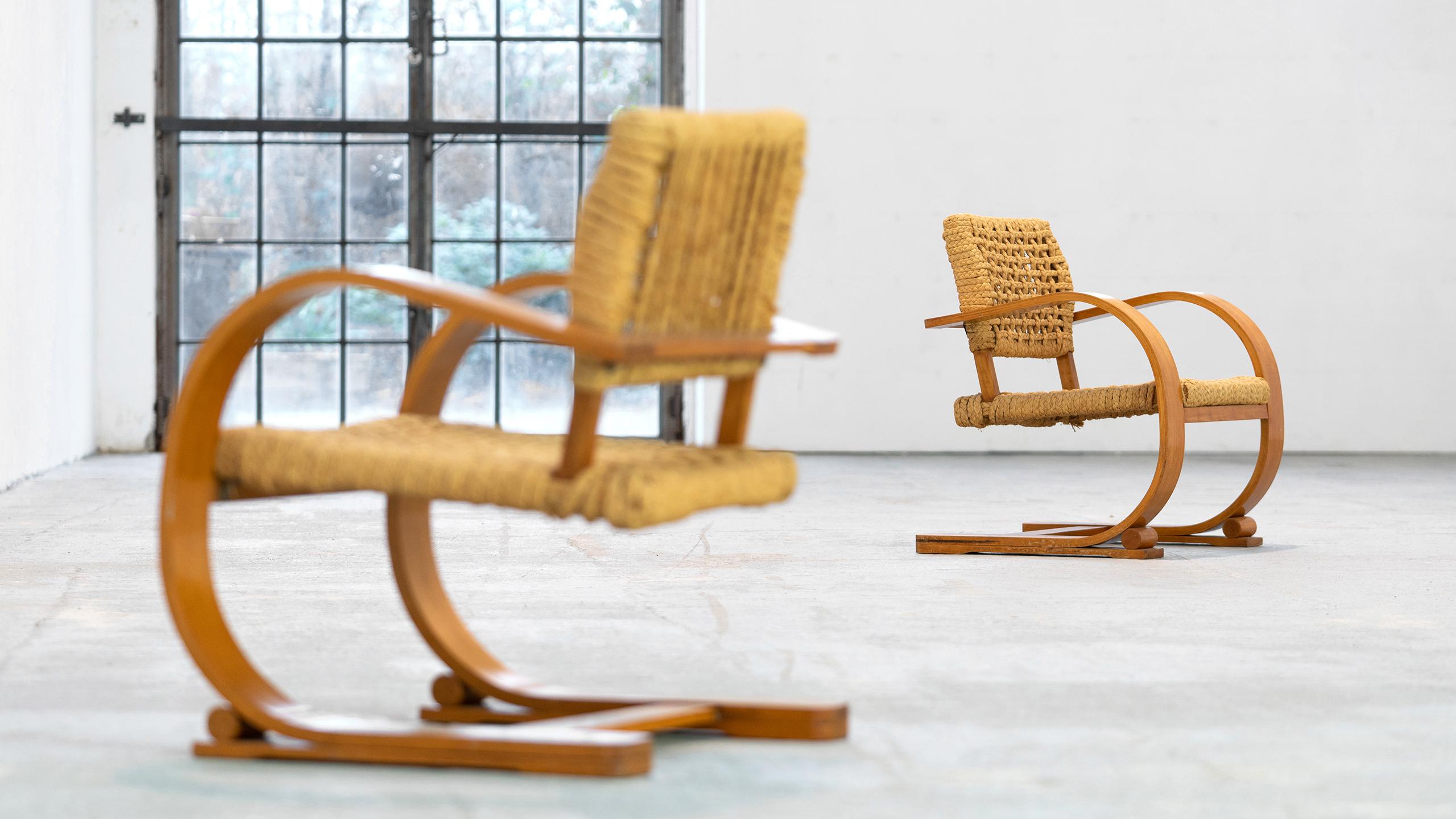 Adrien Audoux & Frida Minet Rope Easy Chair for Vibo, ca. 1940, Paris, France 13