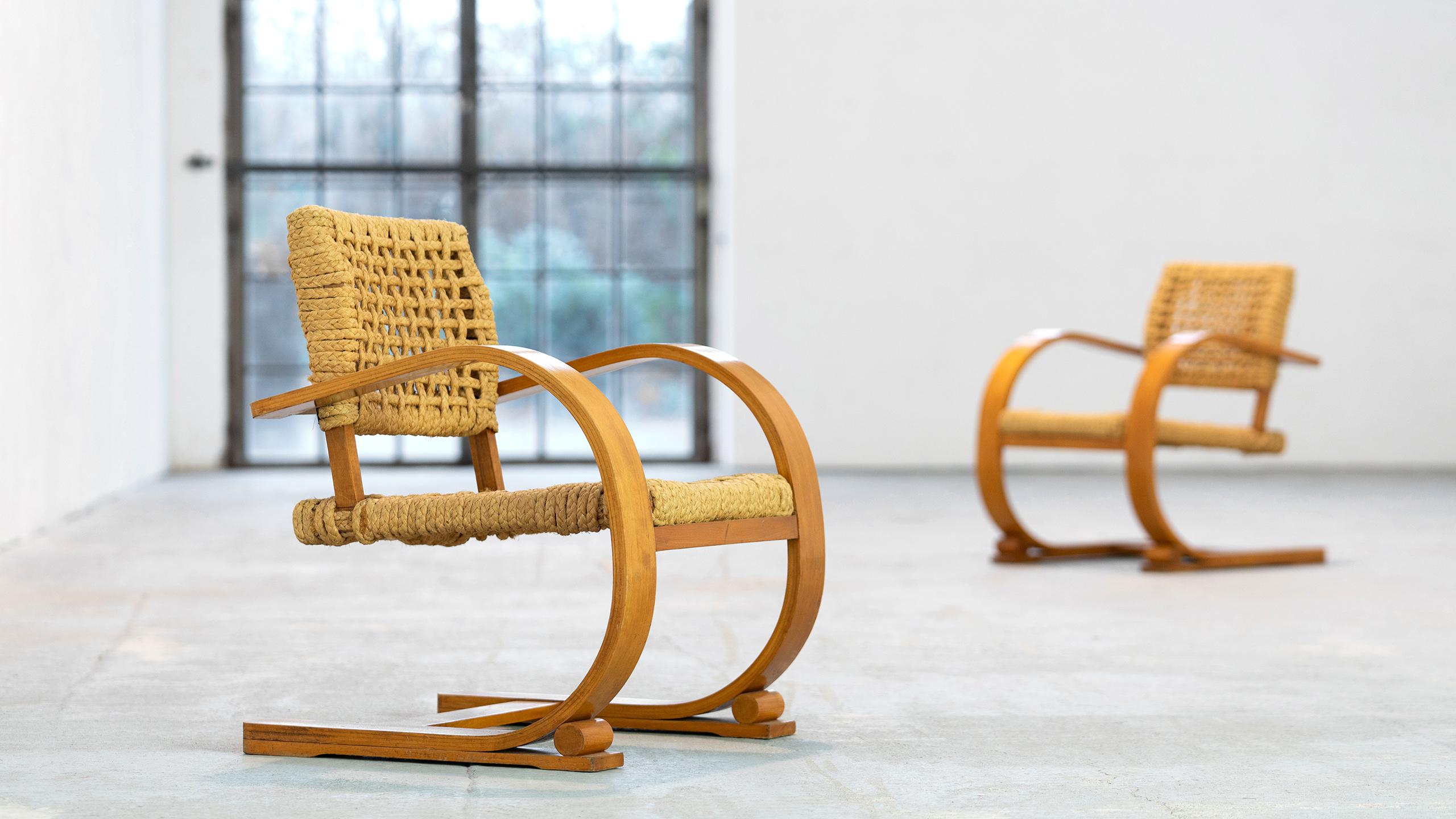 Adrien Audoux & Frida Minet Rope Easy Chair for Vibo, ca. 1940, Paris, France 14
