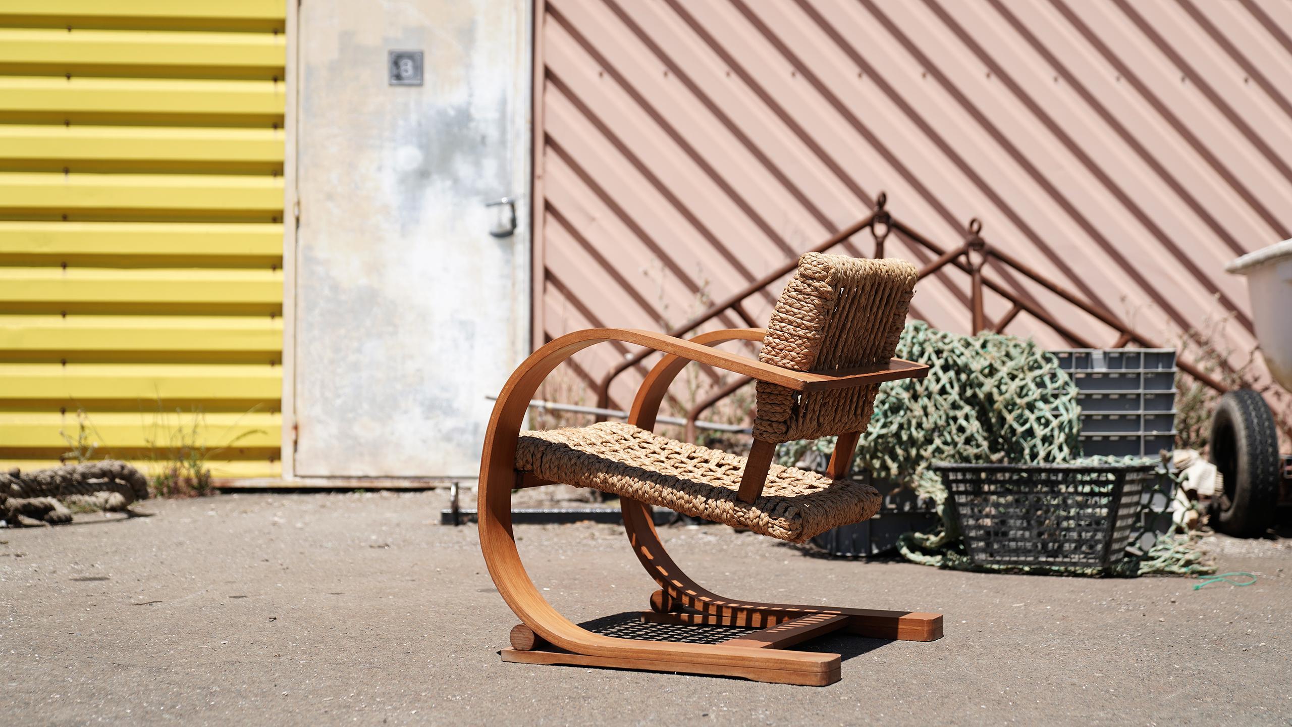 Adrien Audoux & Frida Minet Rope Easy Chair for Vibo, ca. 1940, Paris, France In Good Condition In Munster, NRW
