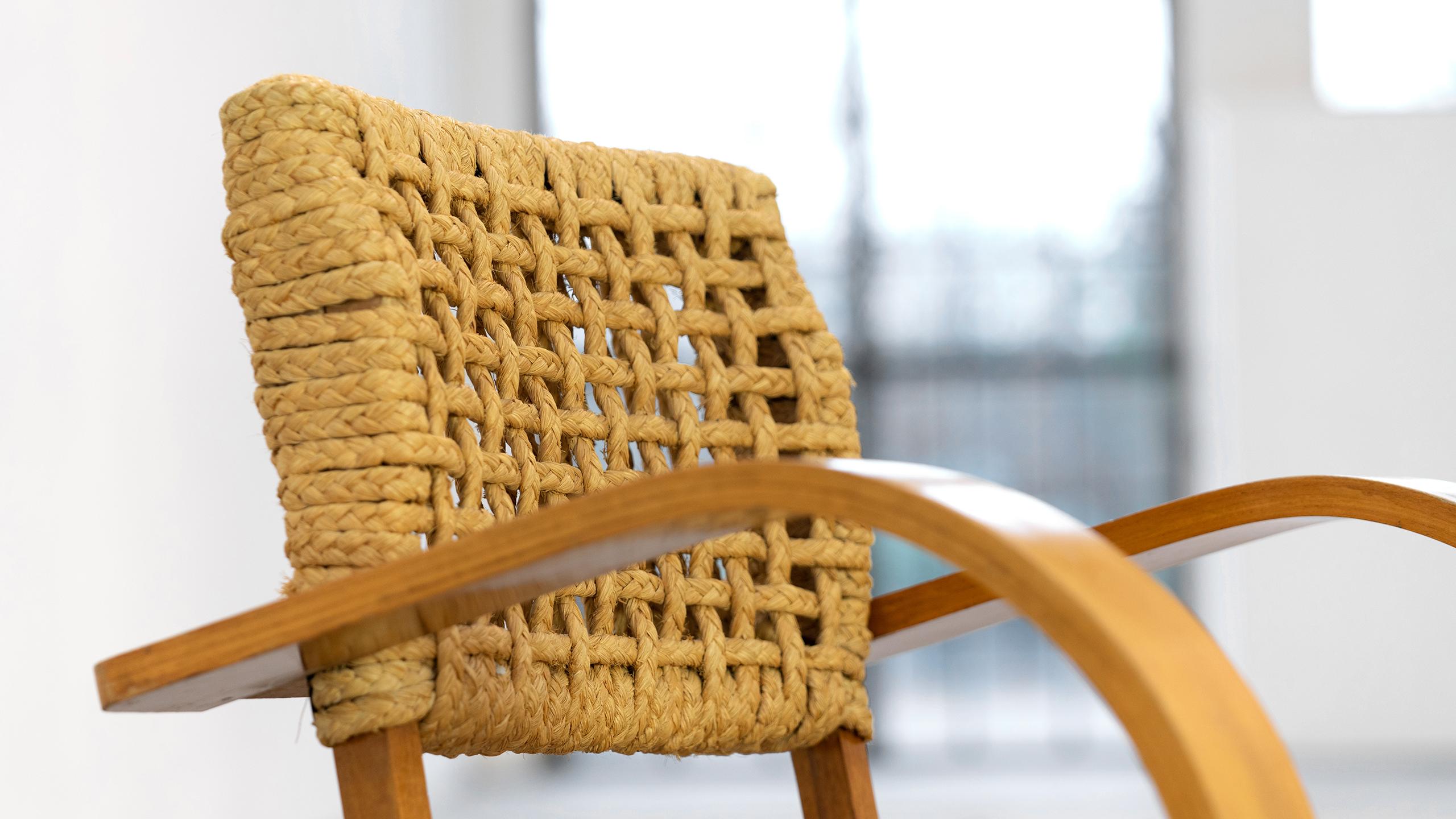 Adrien Audoux & Frida Minet Rope Easy Chair for Vibo, ca. 1940, Paris, France In Good Condition In Munster, NRW