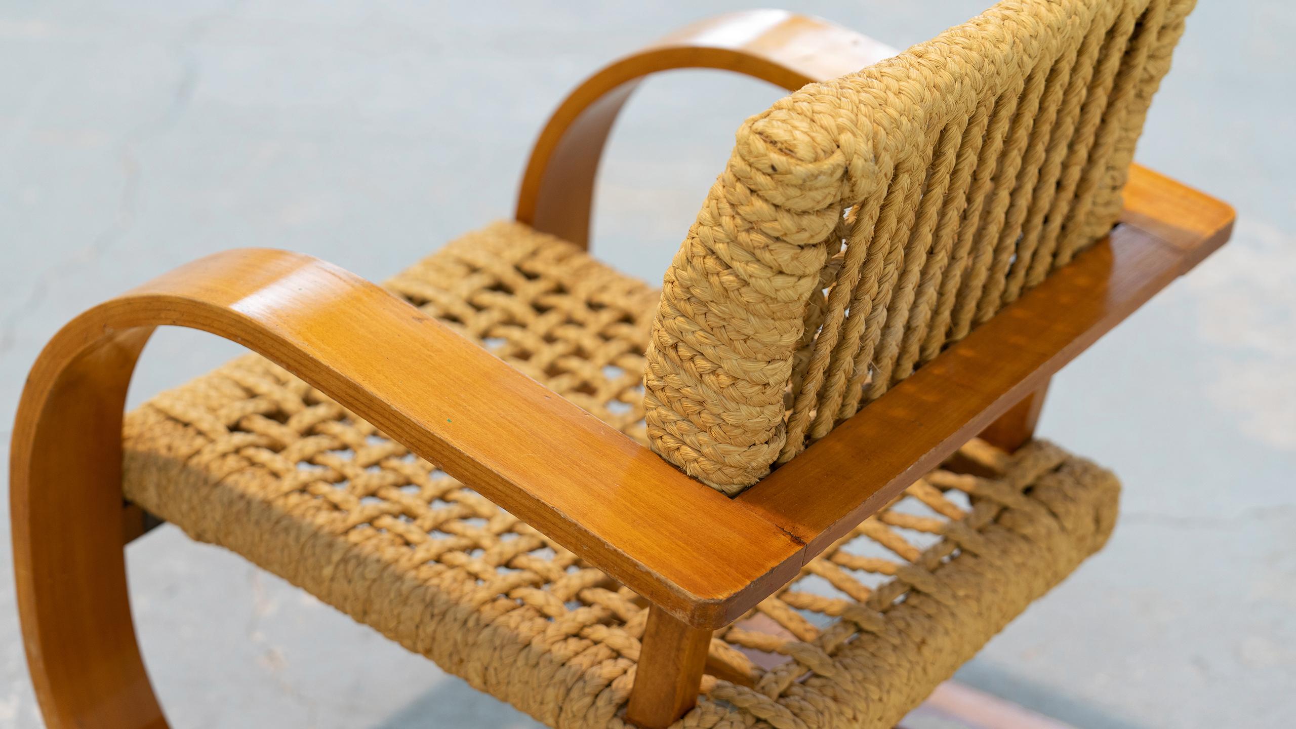 Adrien Audoux & Frida Minet Rope Easy Chair for Vibo, ca. 1940, Paris, France 1