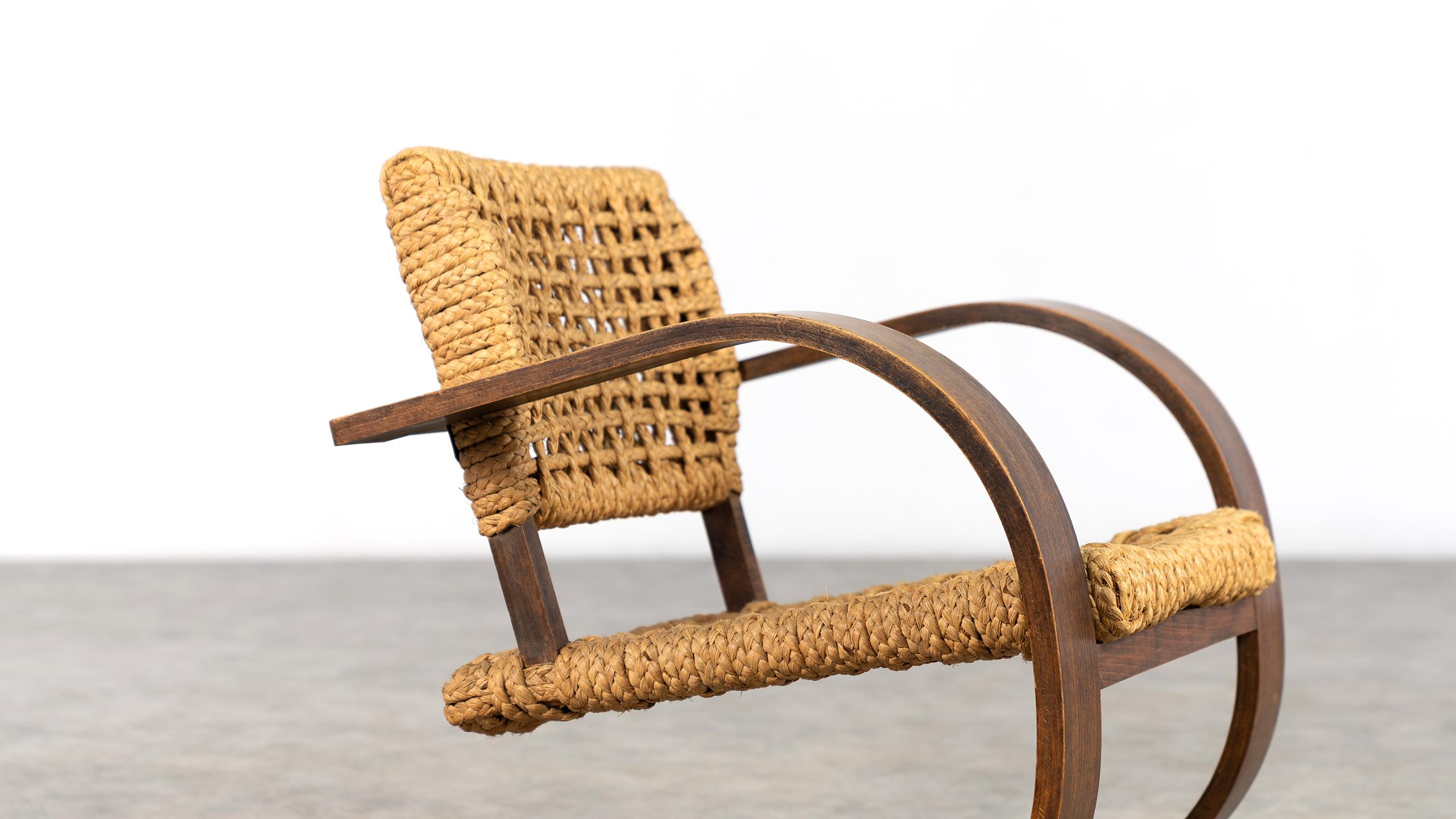 Adrien Audoux & Frida Minet Rope Easy Chair for Vibo, ca. 1940, Paris, France 1