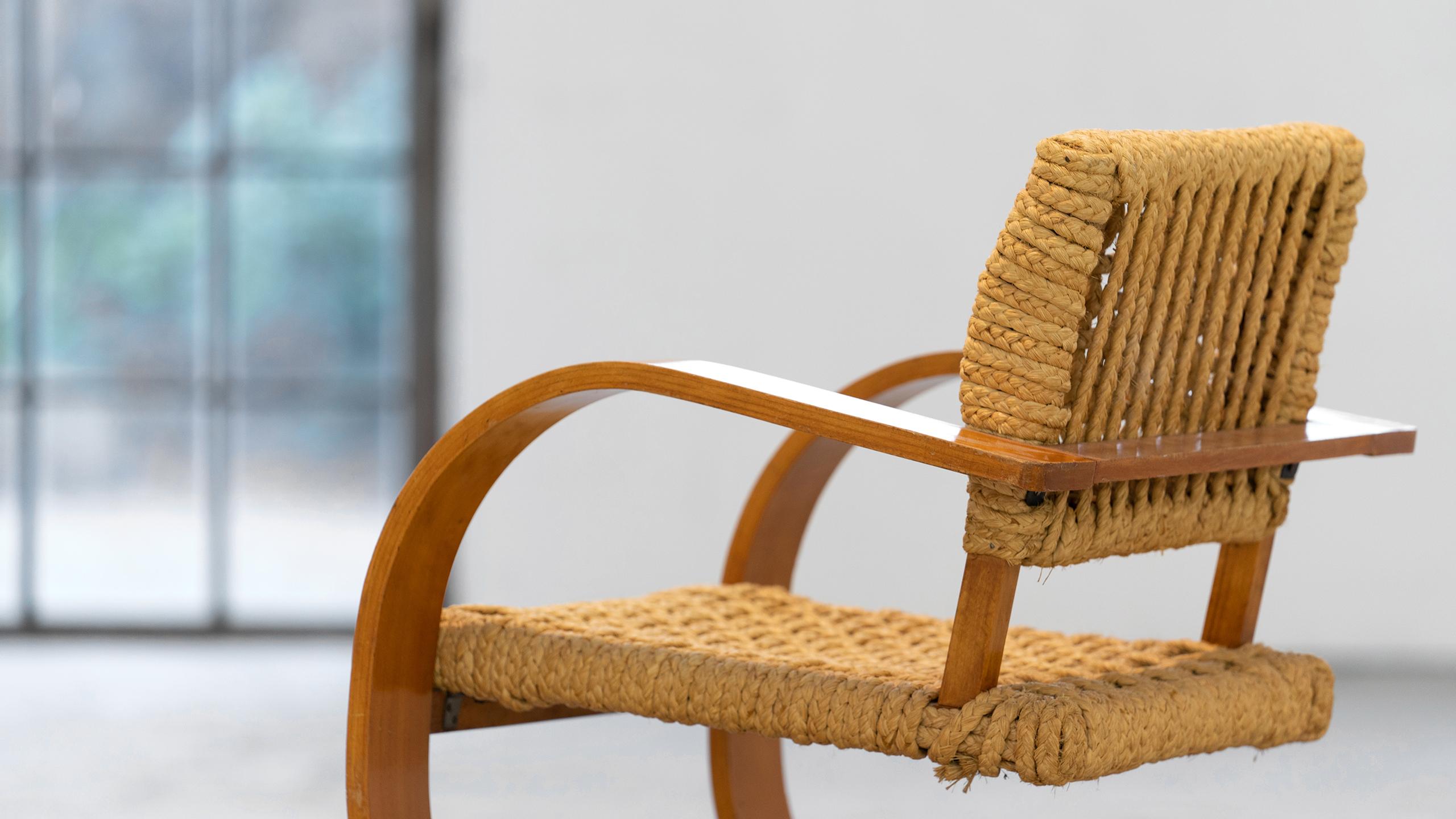 Adrien Audoux & Frida Minet Rope Easy Chair for Vibo, ca. 1940, Paris, France 3