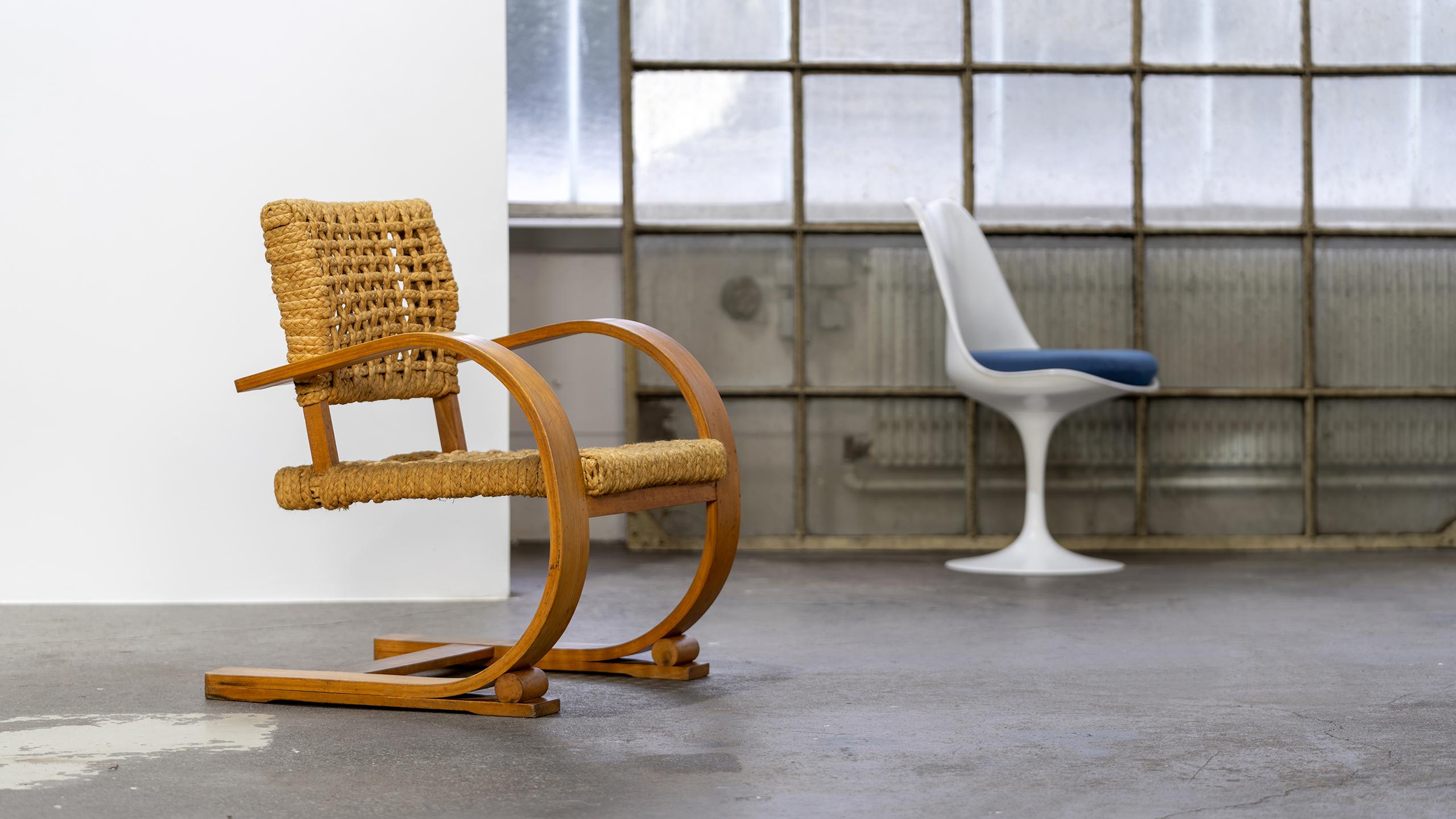 Adrien Audoux & Frida Minet Rope Easy Chair Vibo circa 1940 Paris France Modern For Sale 10