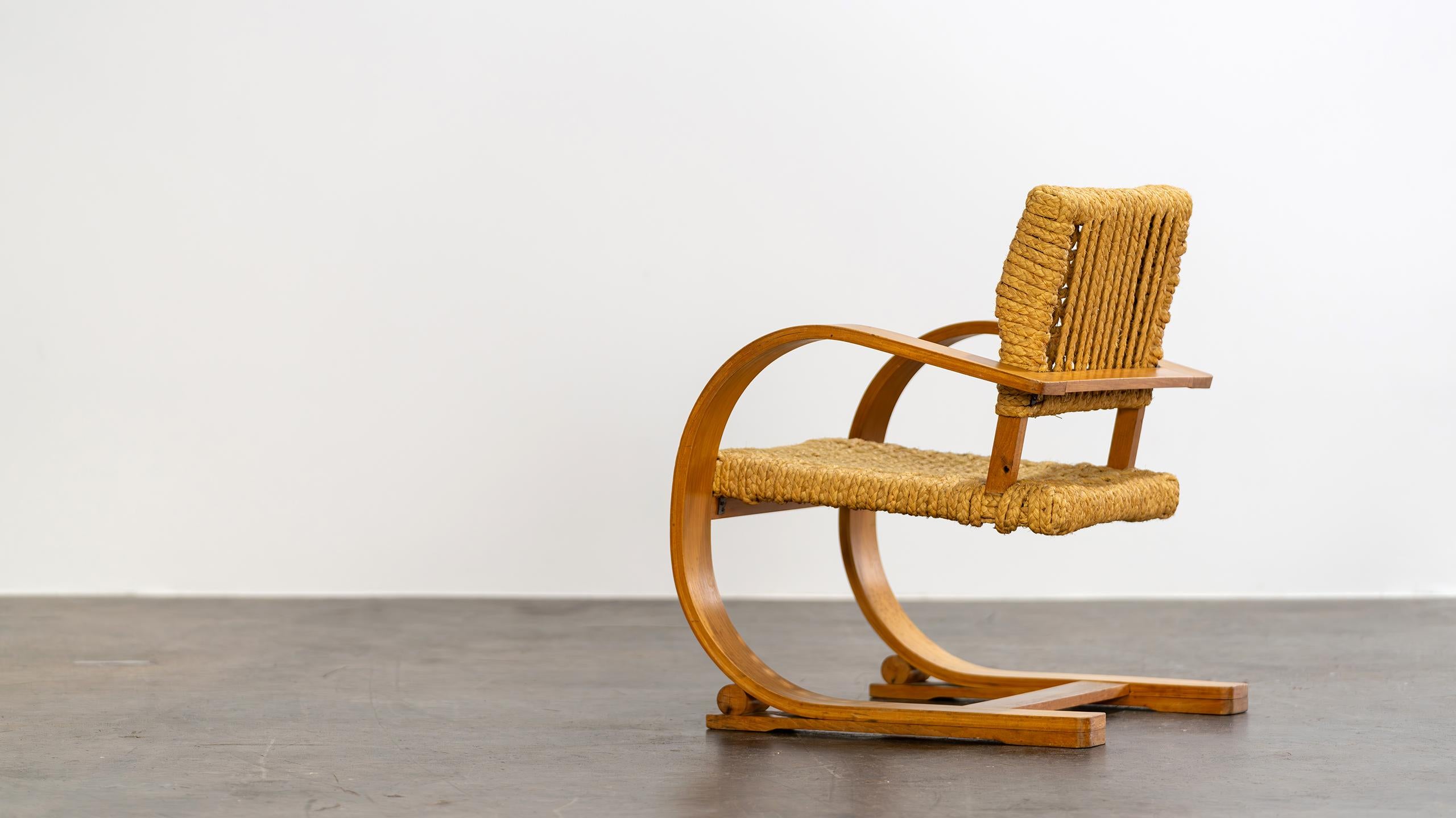 Milieu du XXe siècle Adrien Audoux and Frida Minet Rope Easy Chair Vibo circa 1940 Paris France Modernity en vente