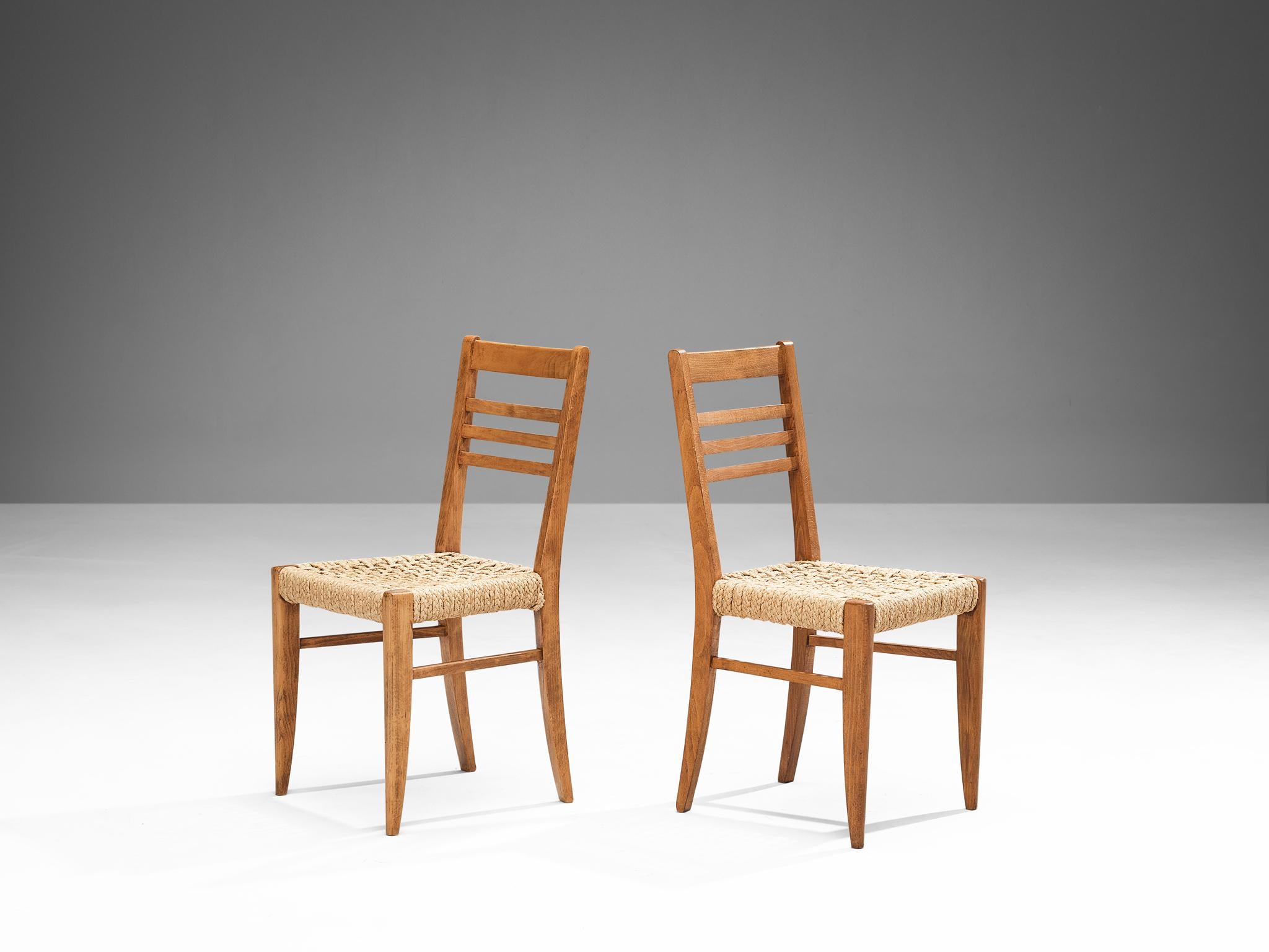 Adrien Audoux & Frida Minet - Ensemble de huit chaises de salle à manger à ourlet tressé  en vente 3