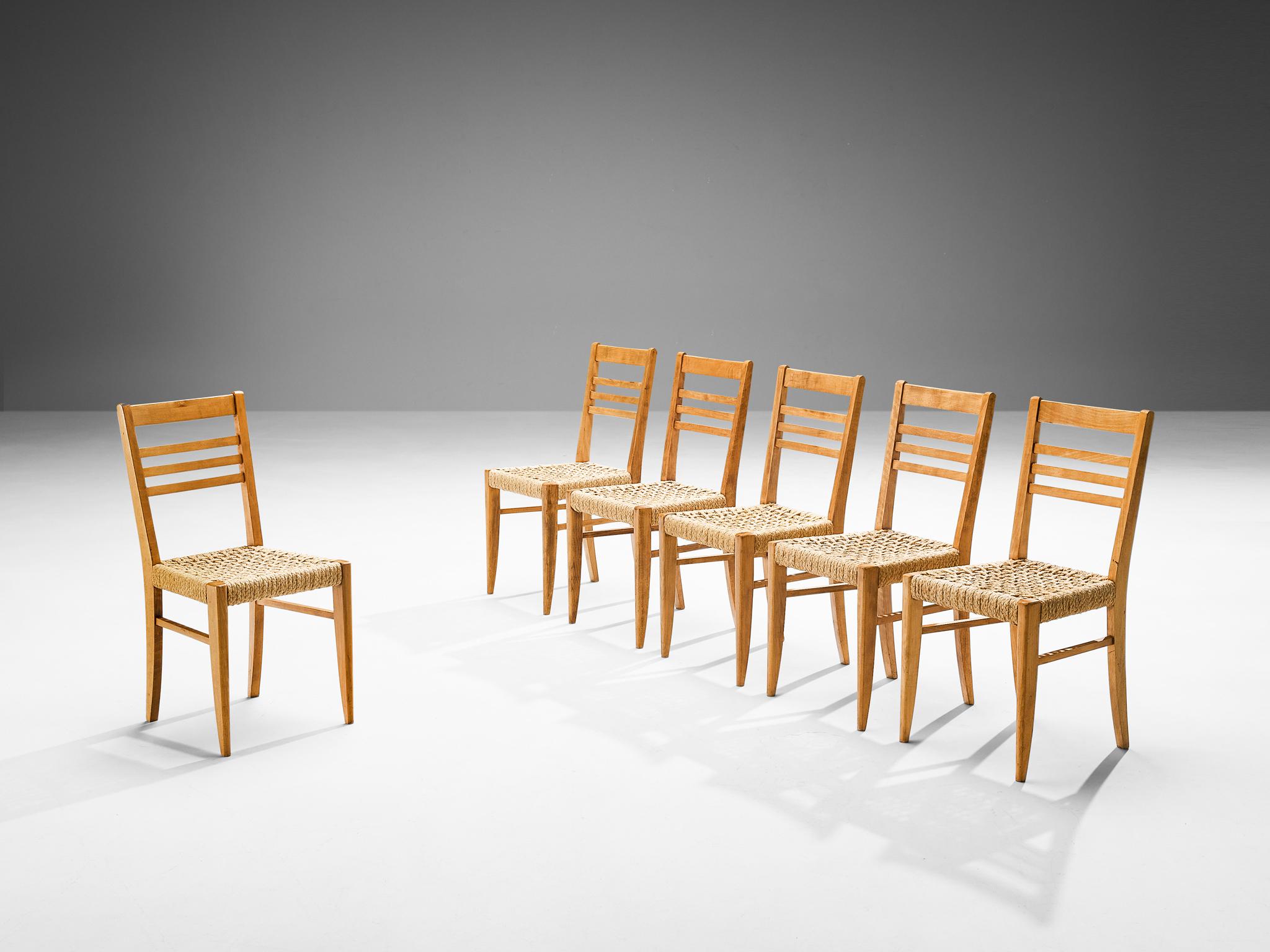 Adrien Audoux & Frida Minet Set of Eight Dining Chairs in Braided Hemp  5