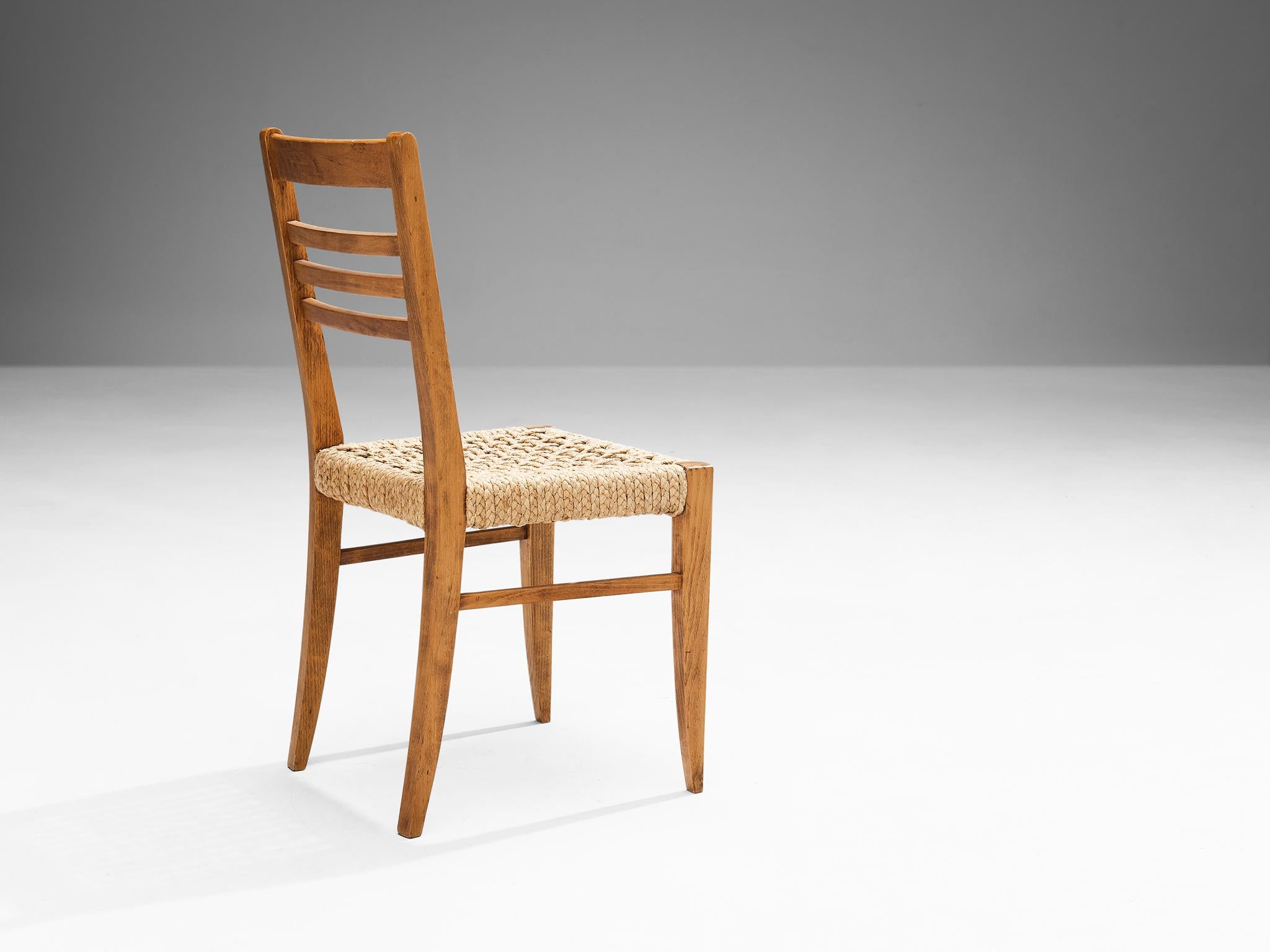 Adrien Audoux & Frida Minet - Ensemble de huit chaises de salle à manger à ourlet tressé  en vente 4