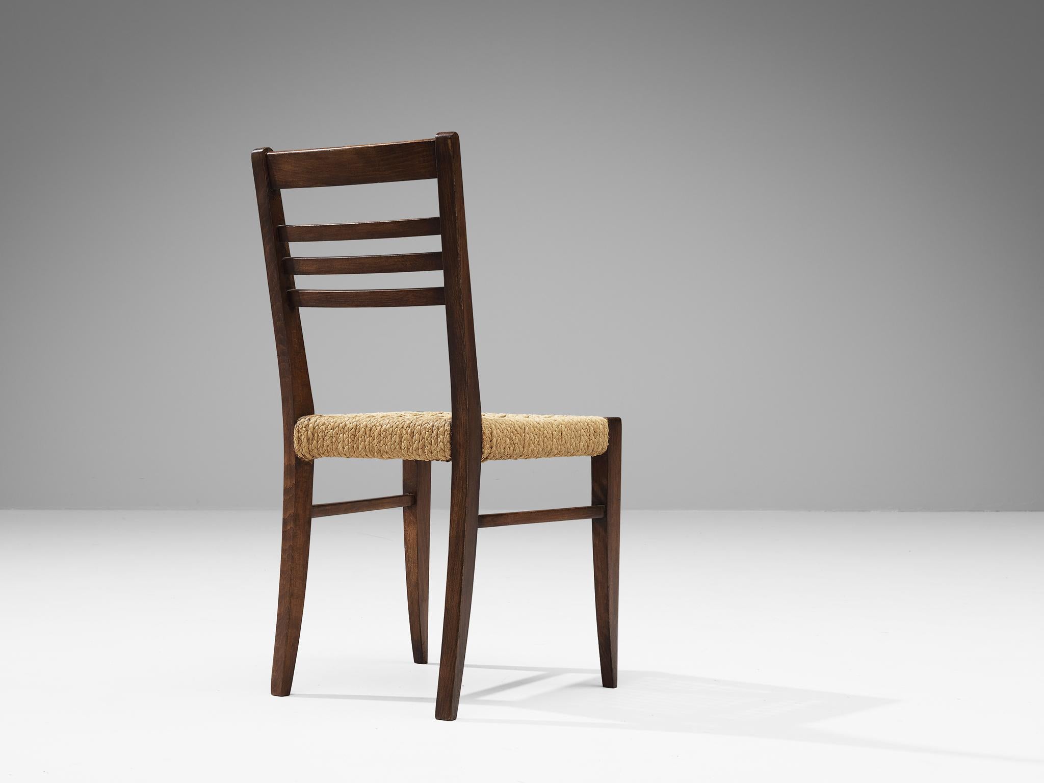 French Adrien Audoux & Frida Minet Set of Eight Dining Chairs in Braided Hemp 