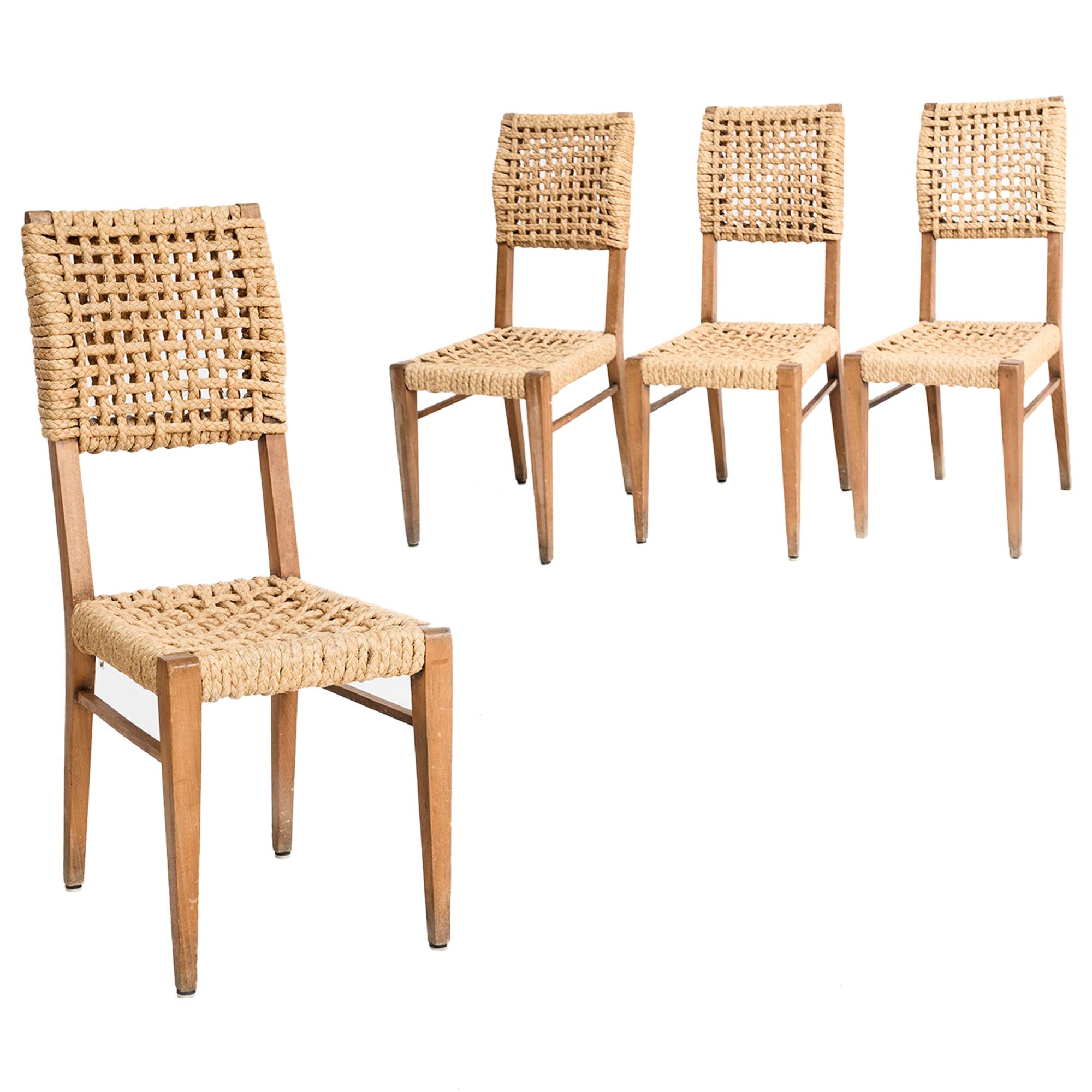 Adrien Audoux & Frida Minet, Set of Six Dining Chairs, France 1950