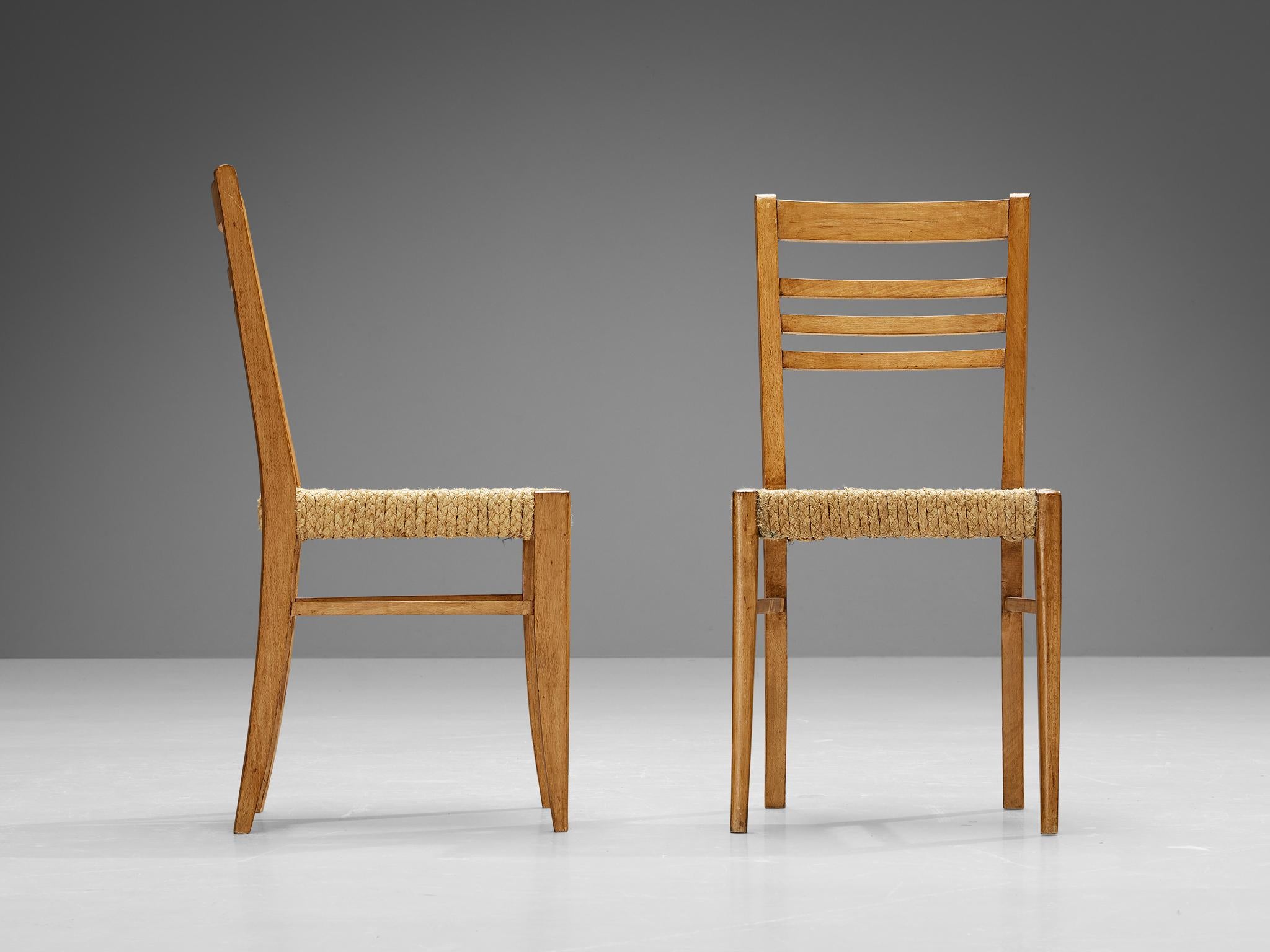 Adrien Audoux & Frida Minet - Ensemble de dix chaises de salle à manger à ourlet tressé  en vente 3