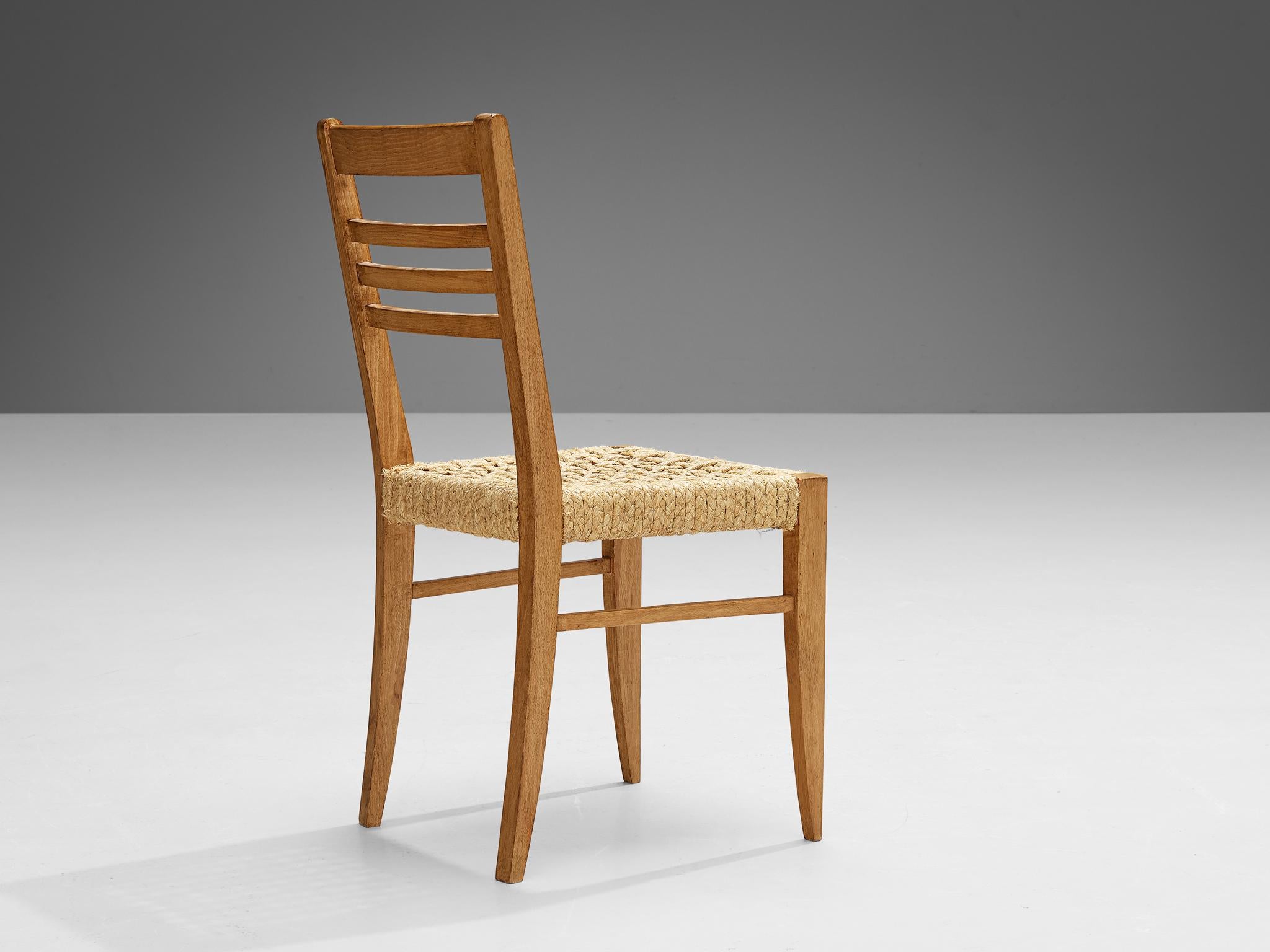 Adrien Audoux & Frida Minet - Ensemble de dix chaises de salle à manger à ourlet tressé  en vente 5