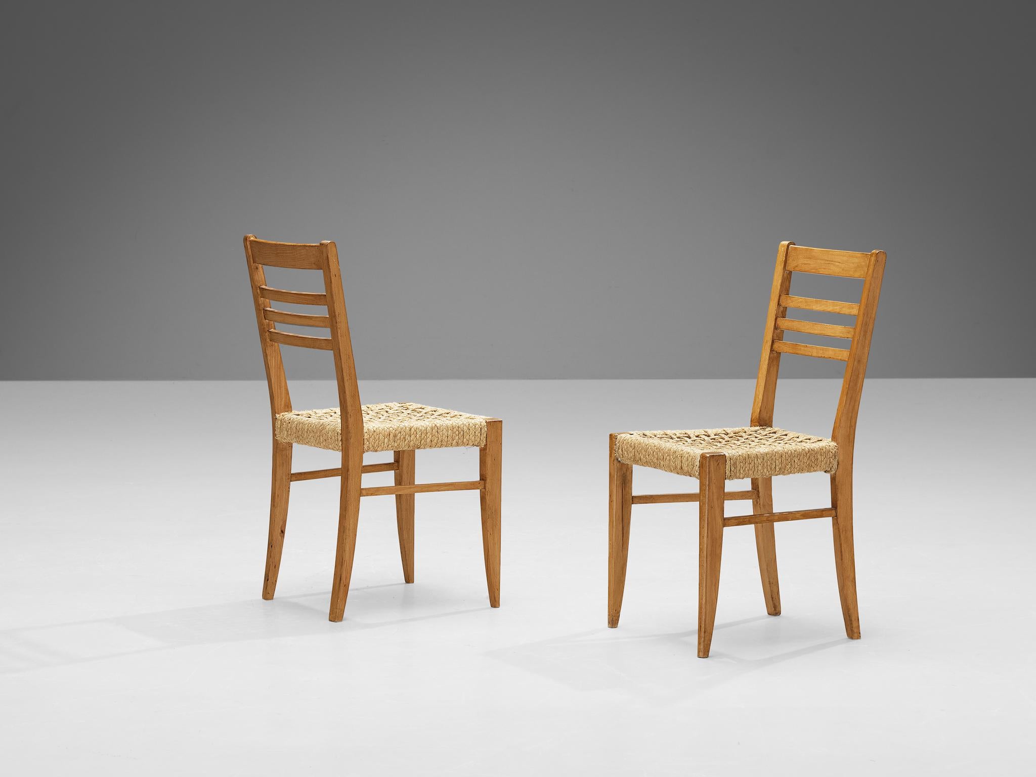 Chanvre Adrien Audoux & Frida Minet - Ensemble de dix chaises de salle à manger à ourlet tressé  en vente
