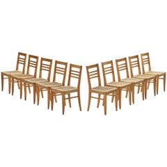 Adrien Audoux & Frida Minet - Ensemble de dix chaises de salle à manger à ourlet tressé