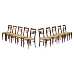 Vintage Adrien Audoux & Frida Minet Set of Ten Dining Chairs in Braided Hemp 