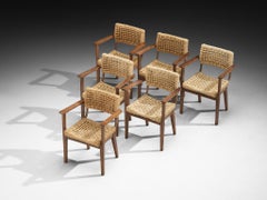 Adrien Audoux & Frida Minnet for Vibo Set of Six Armchairs in Wicker Straw