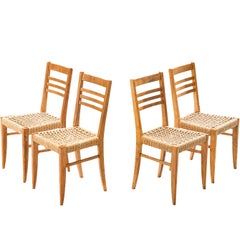 Adrien Audoux & Frida Minet pour Vido ensemble de quatre chaises de salle à manger à ourlet tressé