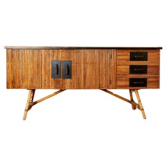 Vintage Adrien Audoux-Minet et Frida Minet, bamboo sideboard, circa 1960, France.