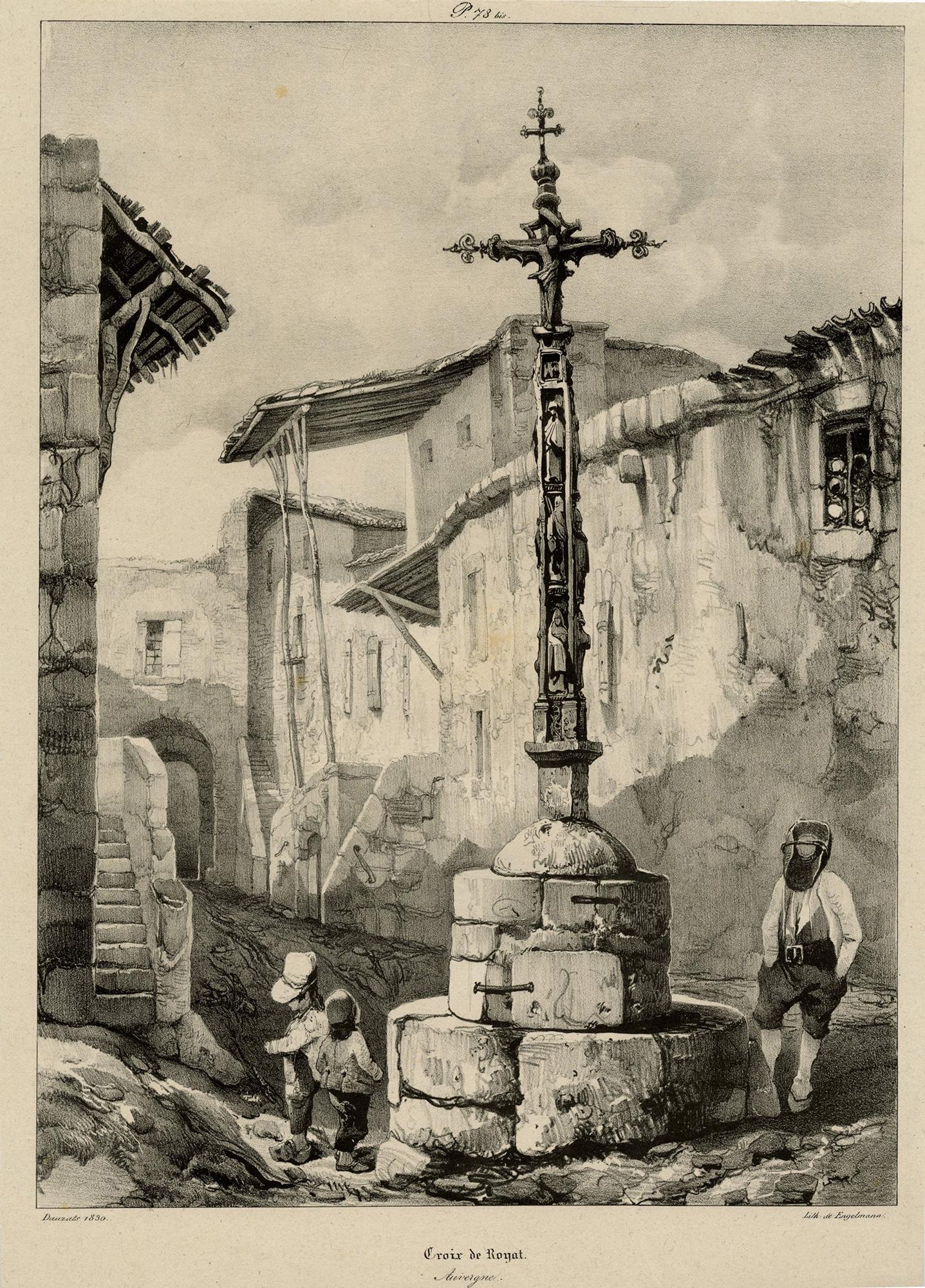 Adrien Dauzats Figurative Print – Croix de Royat