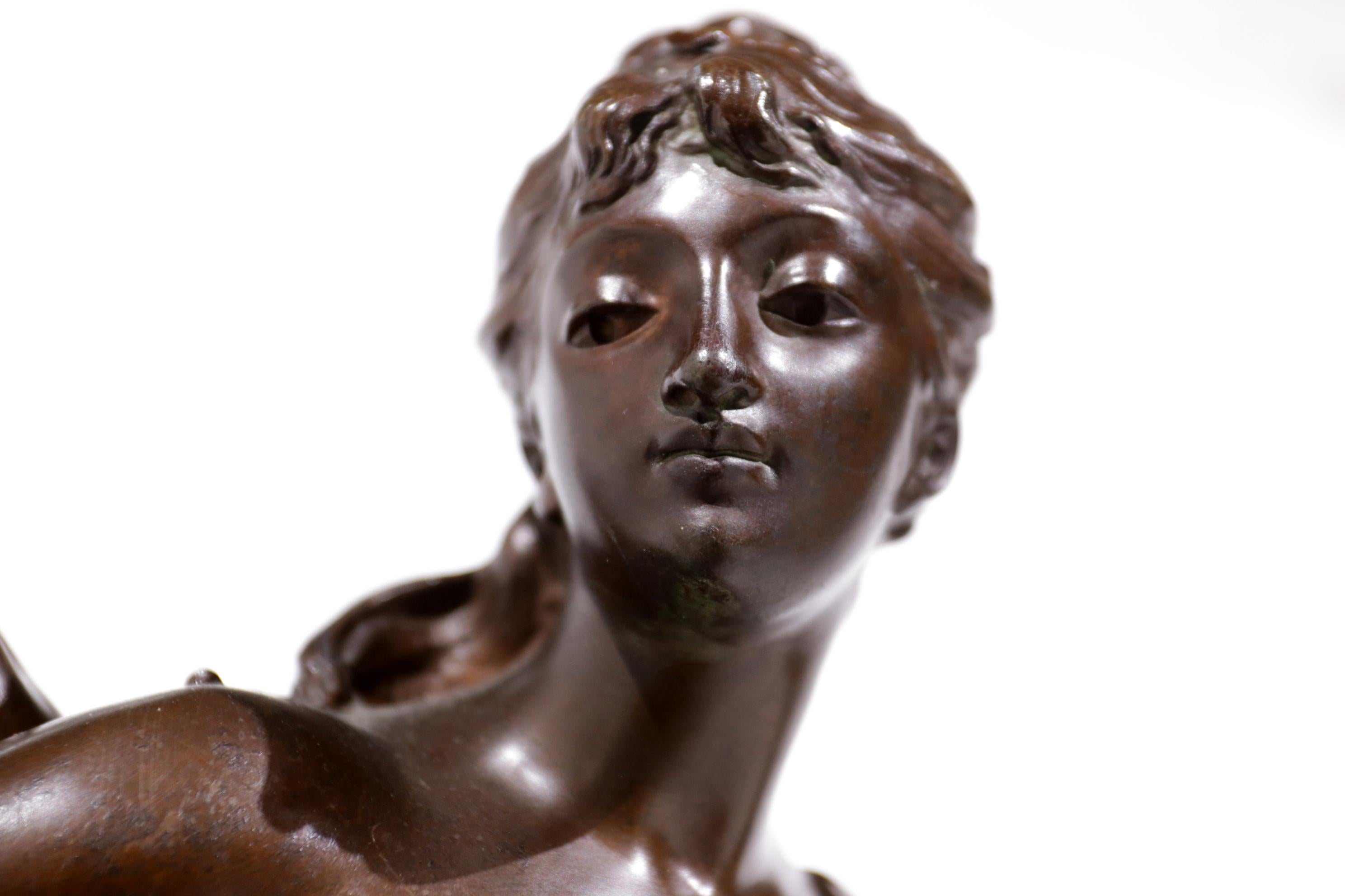 Adrien-Etienne Gaudez, French, 1845-1902 Bronze La Fortune Récomponse Le Travail In Good Condition For Sale In Boven Leeuwen, NL