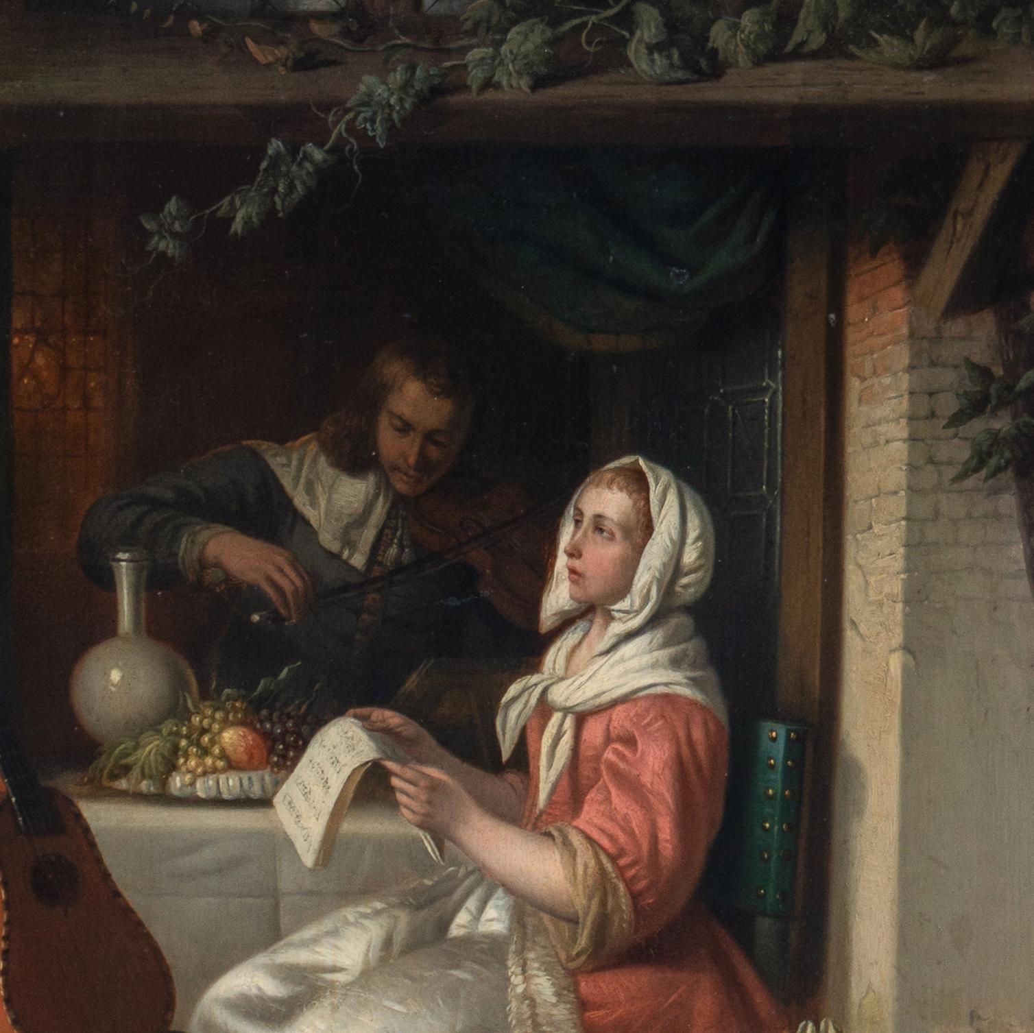 Duetto dell'amante, scena d'interno olandese, Trinità di Bach, violino, romanticismo, chitarra in vendita 2