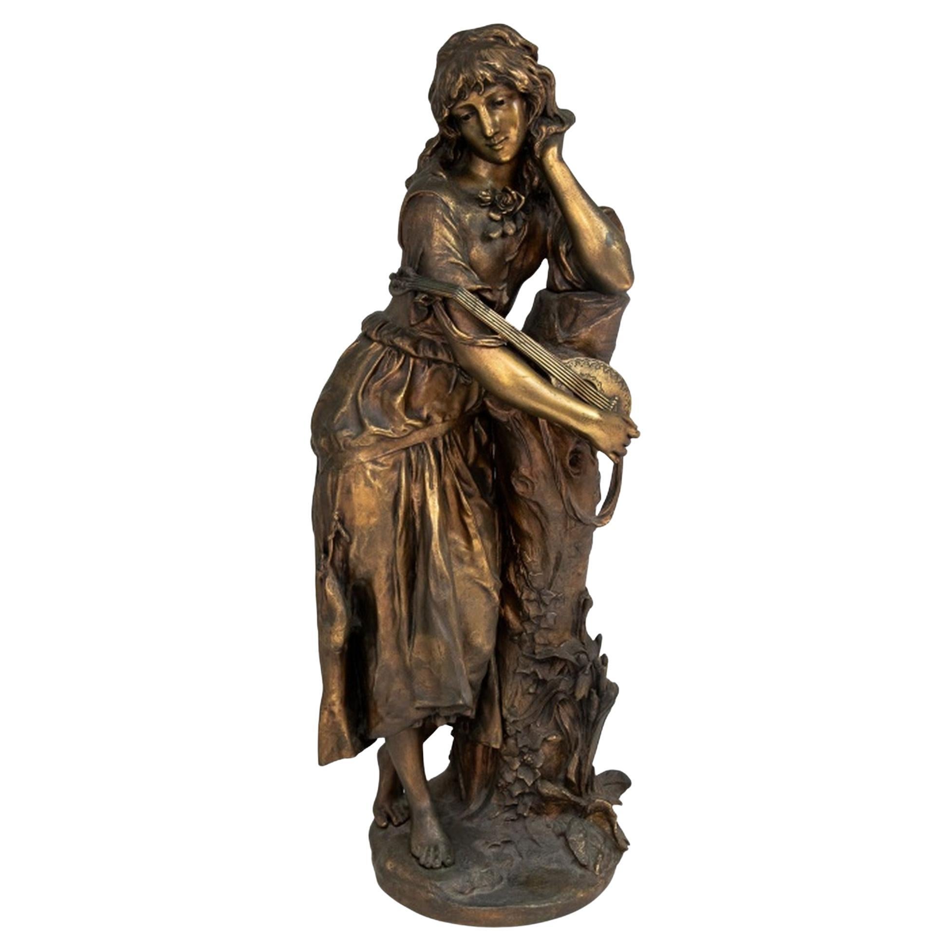 Adrien Gaudez "Mignon" Scultura in bronzo patinato in vendita