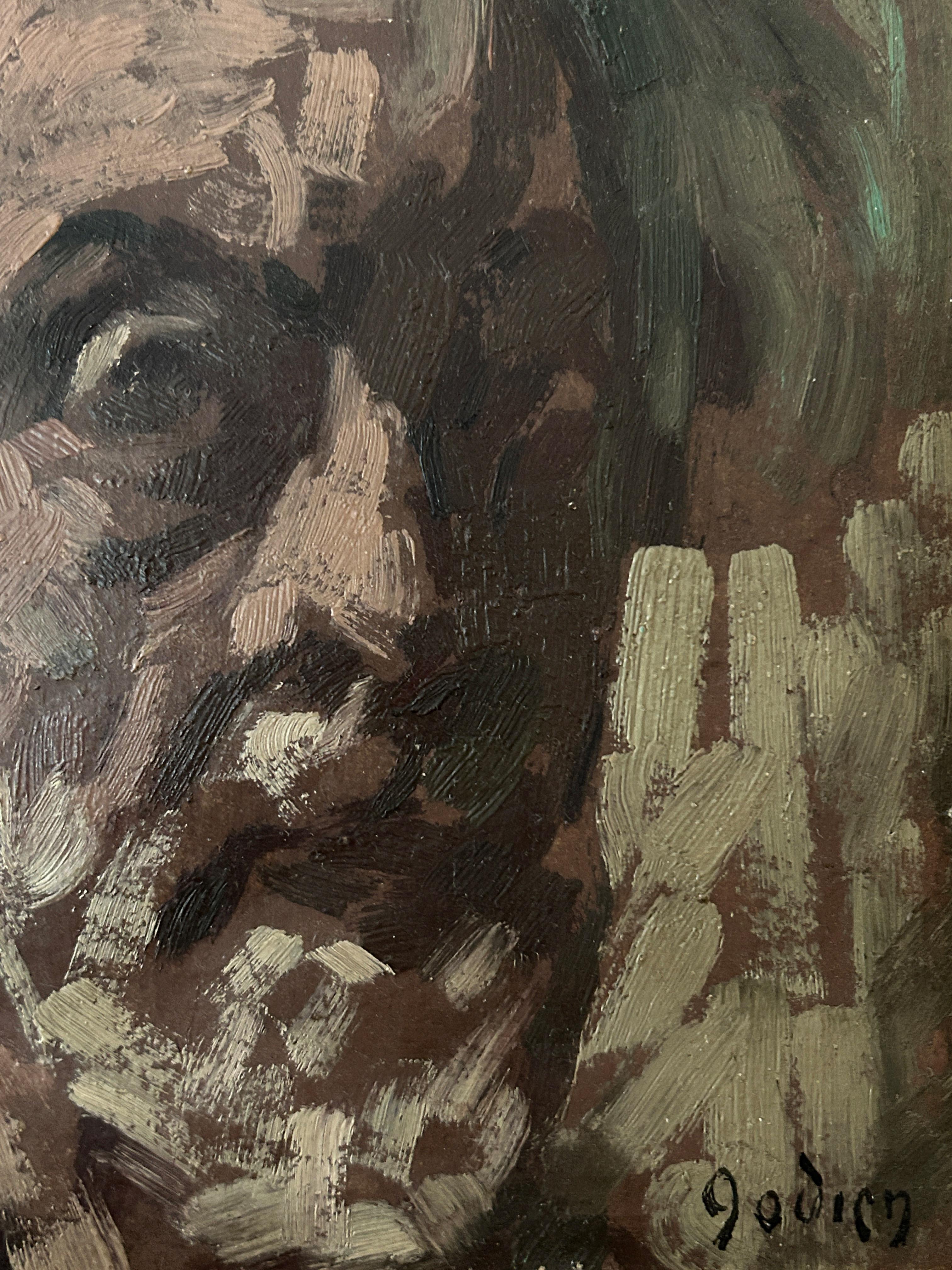 Adrien Godien, Selfportrait, oil on canvas For Sale 3