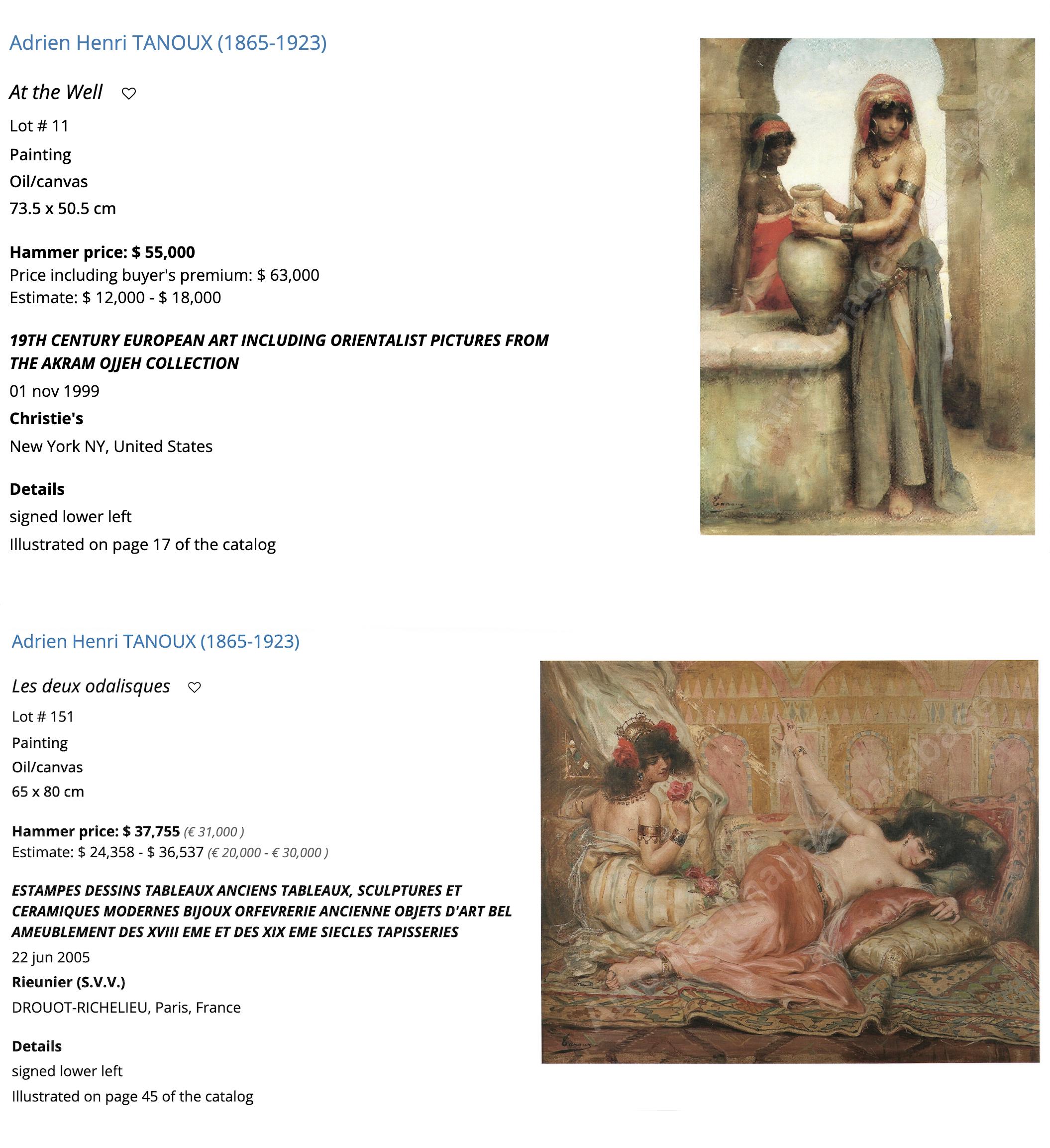 Orientalisches nacktes Odalisken-Ölgemälde auf Leinwand „ Thais“ von Adrien Tanoux, 1920 im Angebot 5