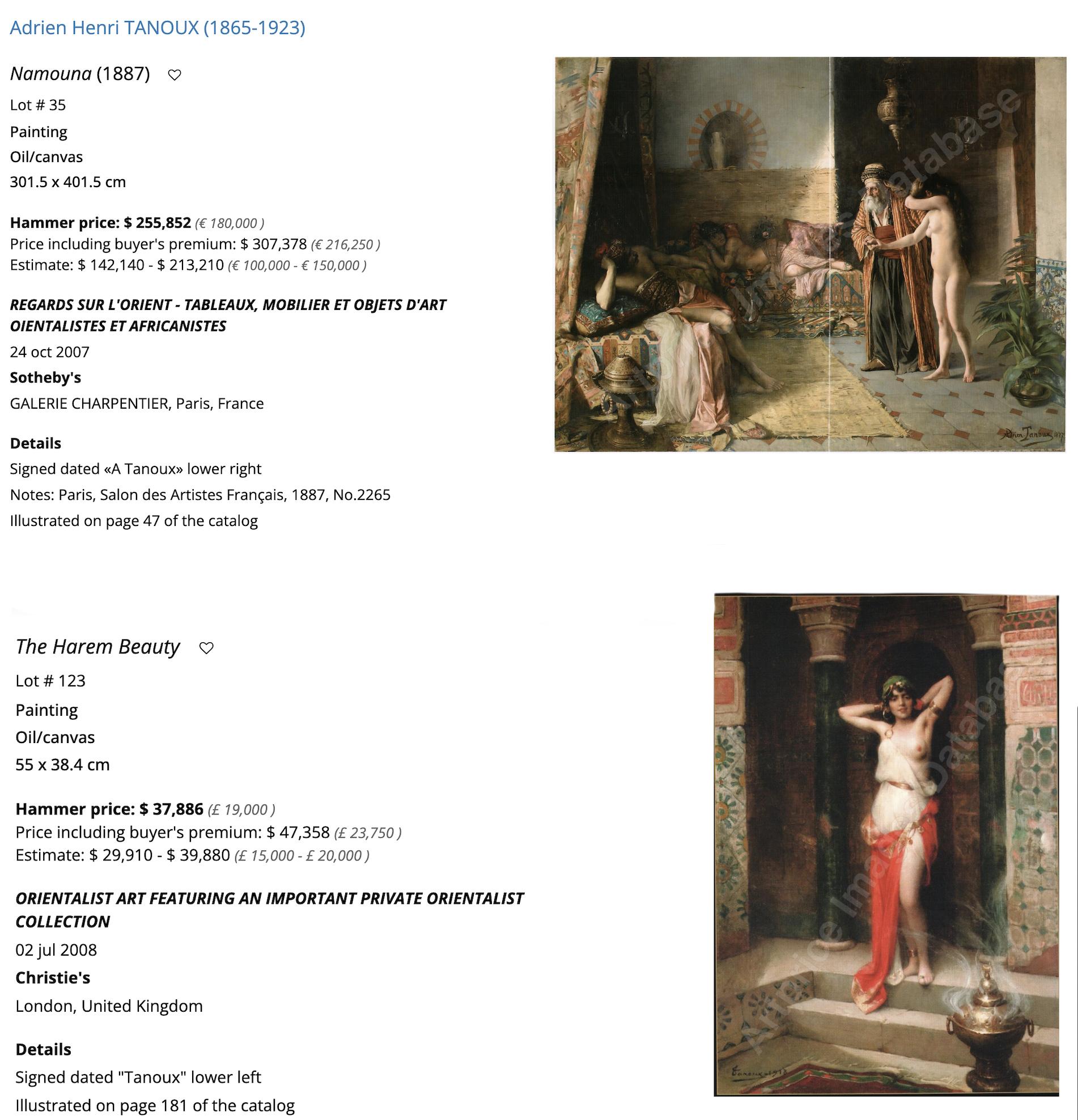 Orientalisches nacktes Odalisken-Ölgemälde auf Leinwand „ Thais“ von Adrien Tanoux, 1920 im Angebot 6