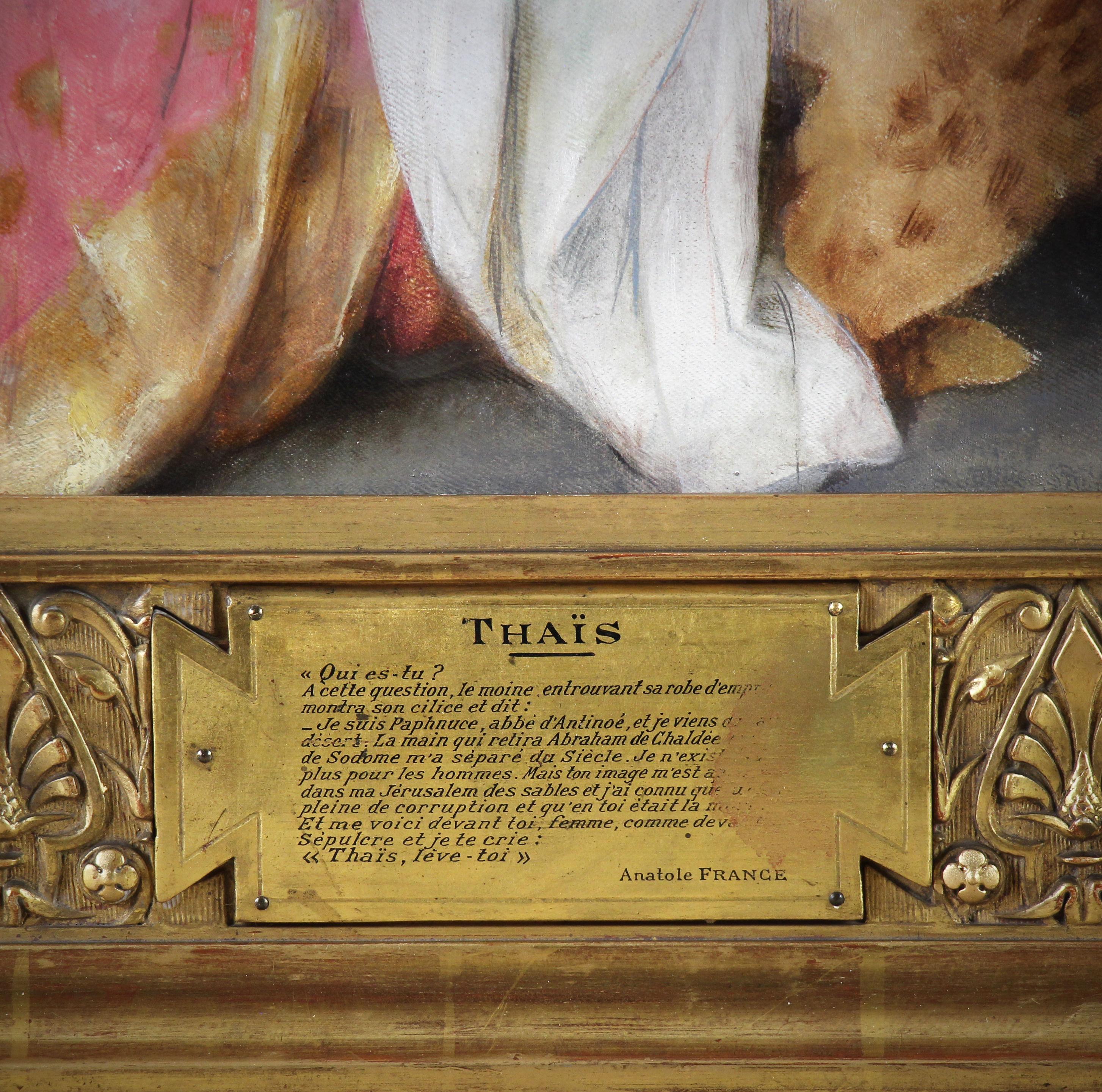 Orientalisches nacktes Odalisken-Ölgemälde auf Leinwand „ Thais“ von Adrien Tanoux, 1920

Bei unserem Gemälde handelt es sich um das originale Vorgemälde für das großformatige Bild, das in den Sammlungen des Musée des Beaux Arts de Nice hängt.
Das