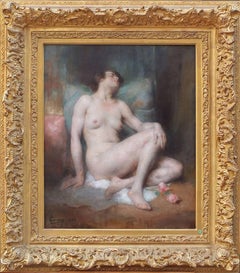 Painting Early 20th Century Portrait Nude Woman