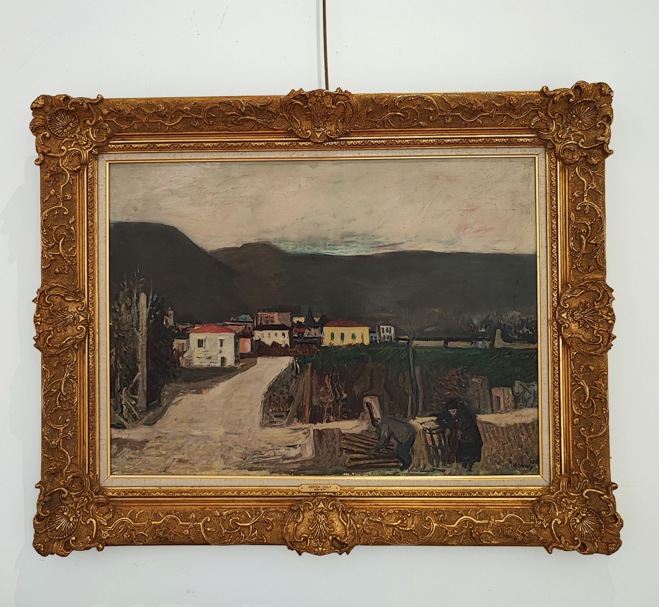 Campagna e contadini - Painting di Adrien Holy