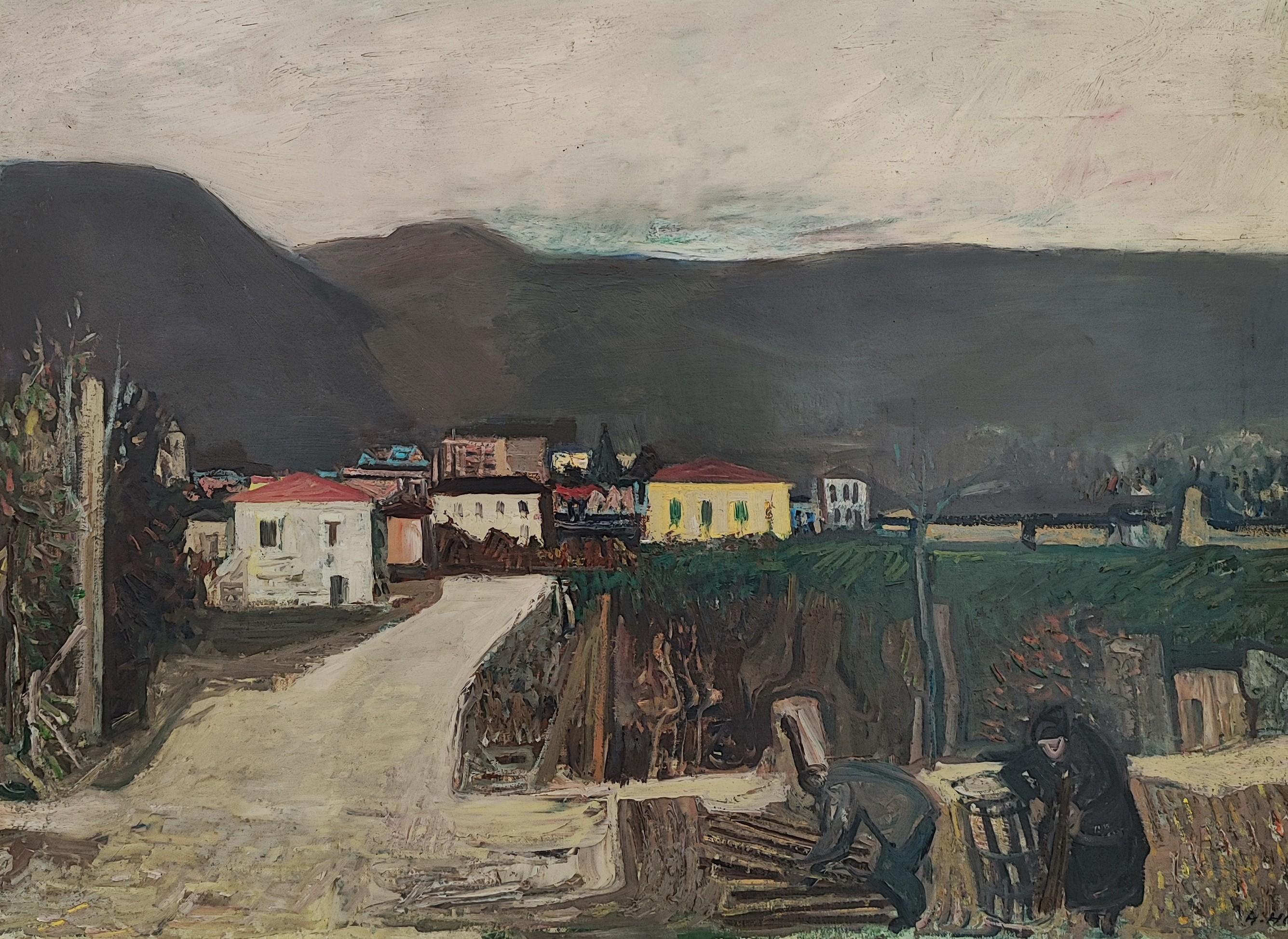 Figurative Painting di Adrien Holy - Campagna e contadini
