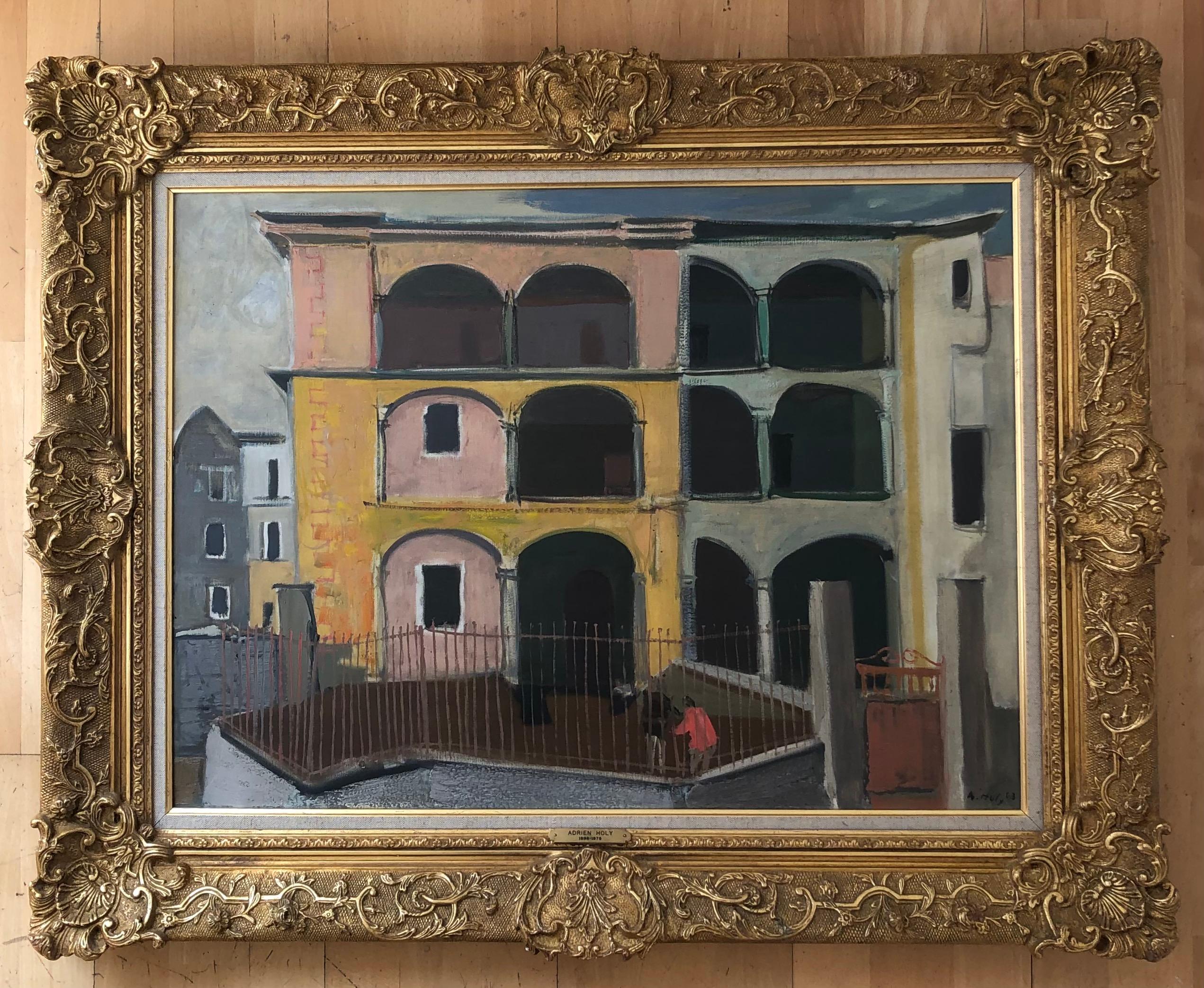 Tessiner Häuser – Painting von Adrien Holy