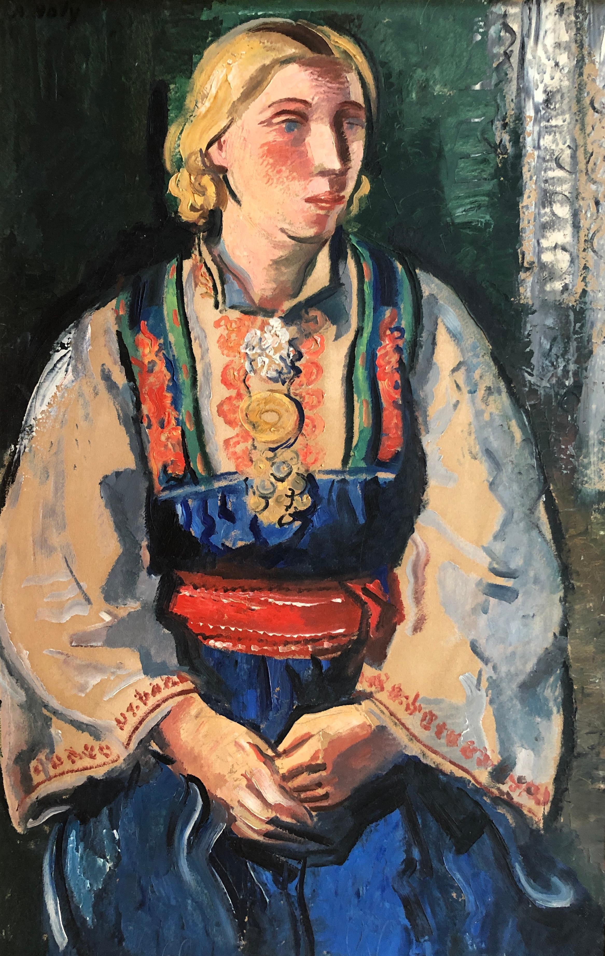 Portrait Painting Adrien Holy - Jeune femme en costume folklorique