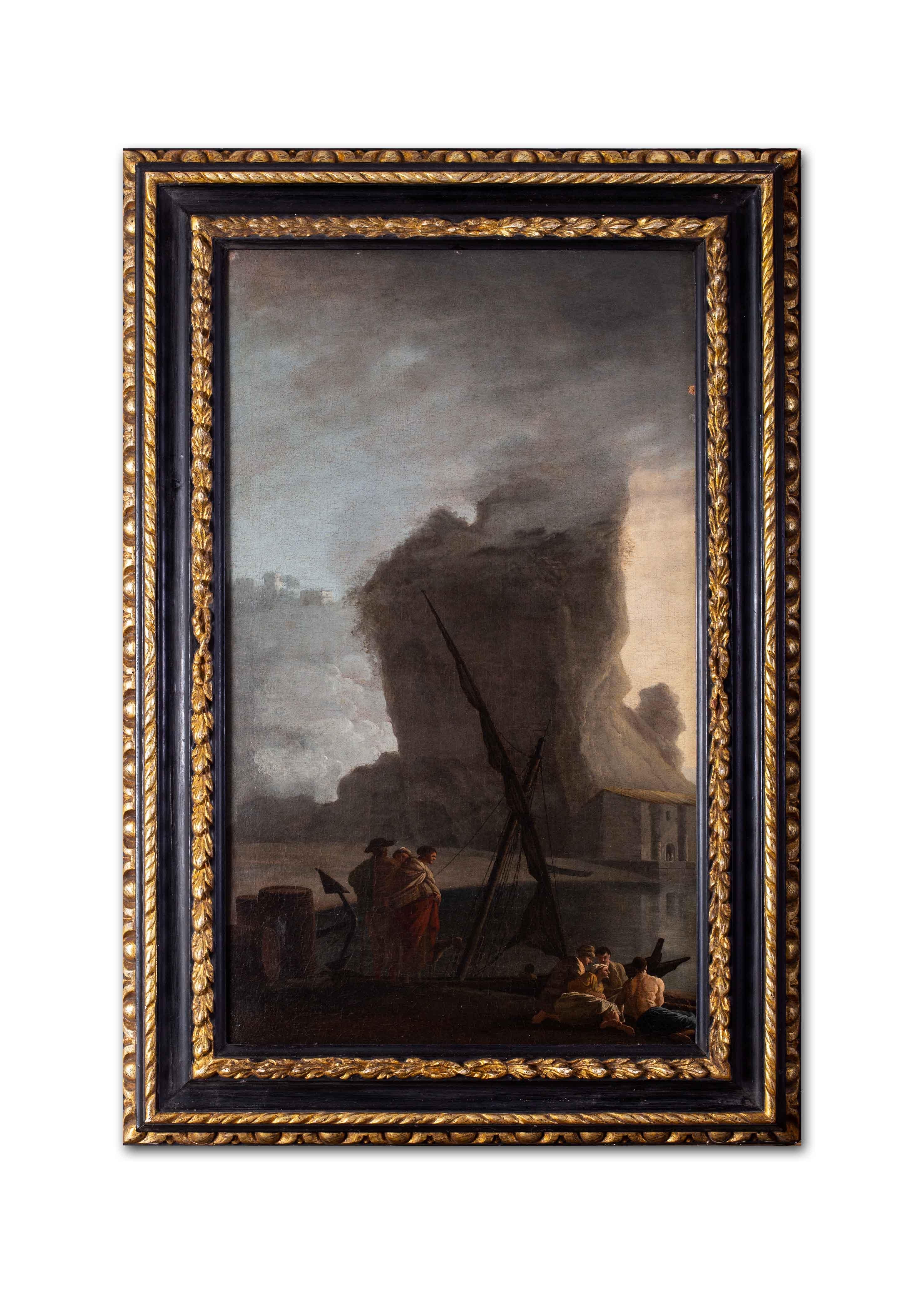 Adrien Manglard (French, 1695-1760)
Sailors at a quay under misty skies
Oil on canvas
Signed with initials `AM’ (on a barrel, lower left)
35 x 20.7/8 in. (89 x 53 cm.)

